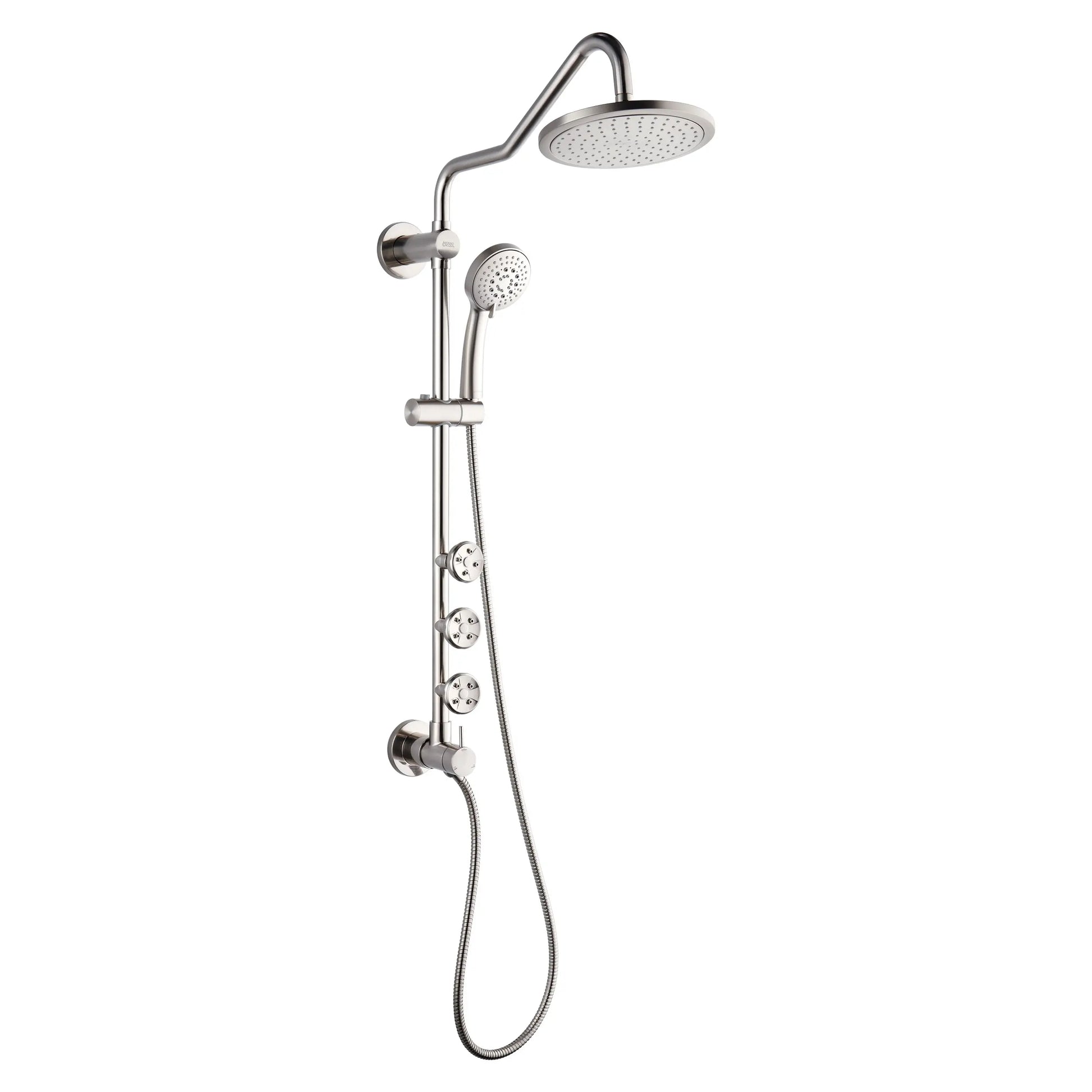 Forno Acqua AcquaSPA Retrofit Shower, Overhead Rainfall Shower, Handheld Shower Head, Body Jets, 6 Way Diverter, Brushed Nickel Finish, FORNO ACQUA