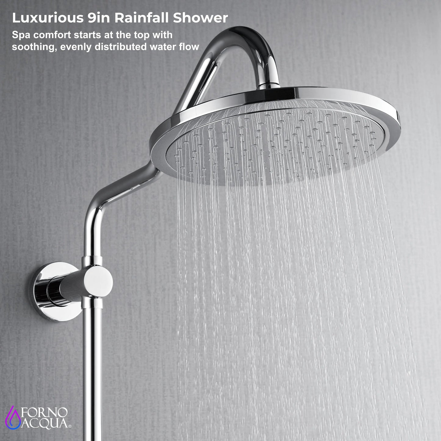 Forno Acqua AcquaSPA Retrofit Shower, Overhead Rainfall Shower, Handheld Shower Head, Body Jets, 6 Way Diverter, Polished Stainless Steel Finish, 2.5 GPM Flow Rate FORNO