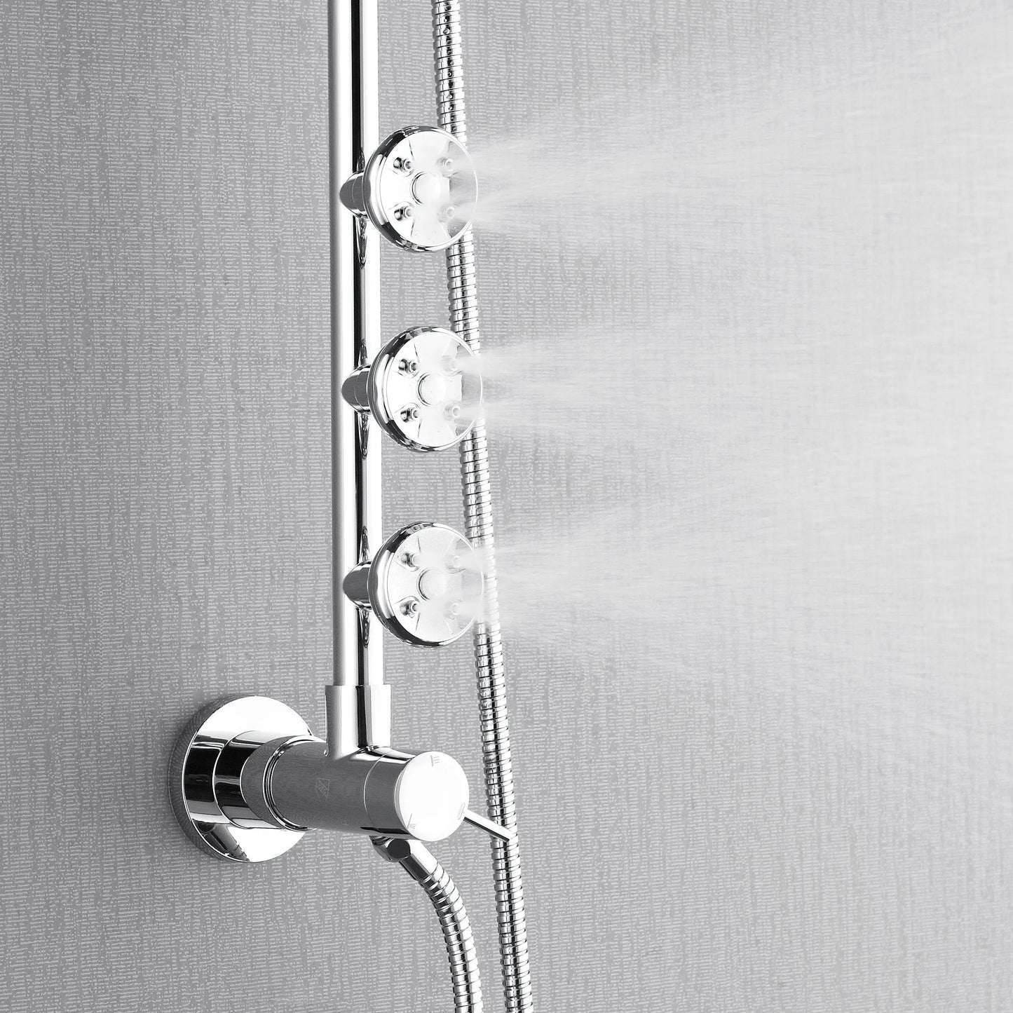 Forno Acqua AcquaSPA Retrofit Shower, Overhead Rainfall Shower, Handheld Shower Head, Body Jets, 6 Way Diverter, Polished Stainless Steel Finish, 2.5 GPM Flow Rate FORNO