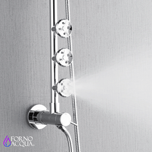 Forno Acqua AcquaSPA Retrofit Shower, Overhead Rainfall Shower, Handheld Shower Head, Body Jets, 6 Way Diverter, Polished Stainless Steel Finish, 2.5 GPM Flow Rate FORNO