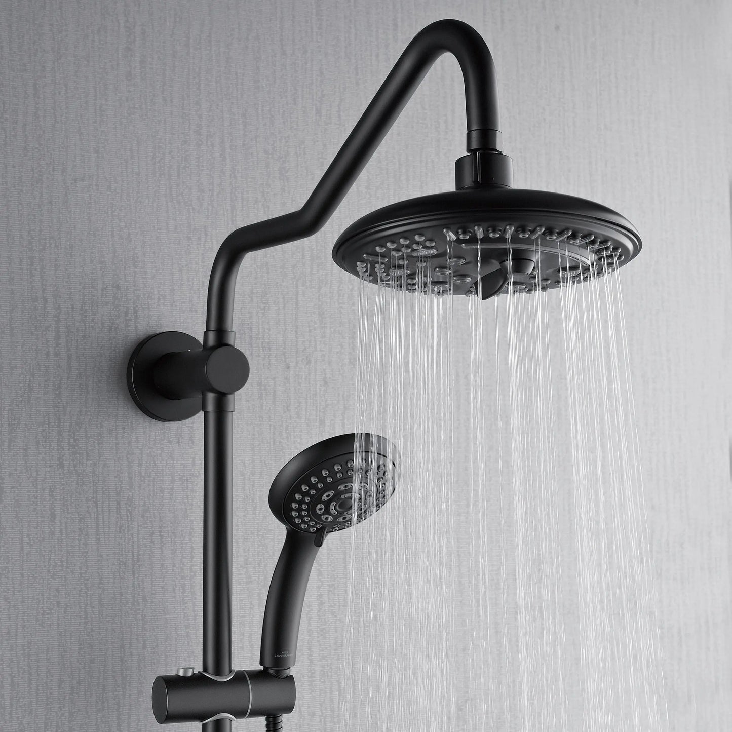 Forno Acqua AcquaSPA Retrofit Shower, Overhead Rainfall, 8 Inch Shower Head, Handheld Shower Head, Body Jets, 6 Way Diverter, Matte Black Finish, FORNO ACQUA