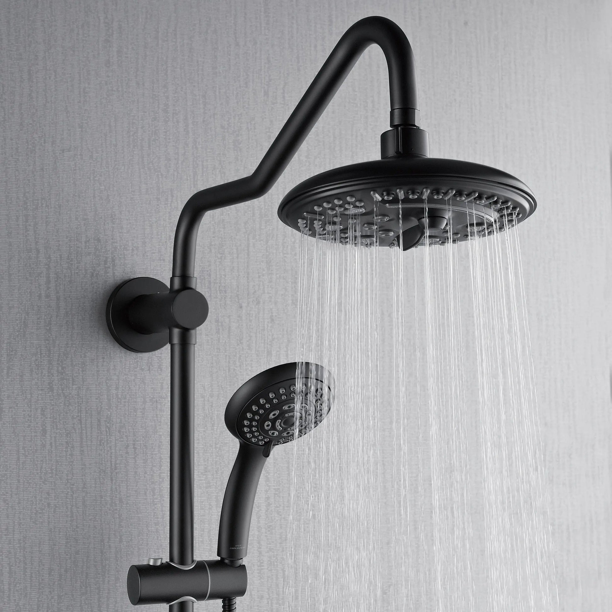 Forno Acqua AcquaSPA Retrofit Shower, Overhead Rainfall, 8 Inch Shower Head, Handheld Shower Head, Body Jets, 6 Way Diverter, Matte Black Finish, FORNO ACQUA