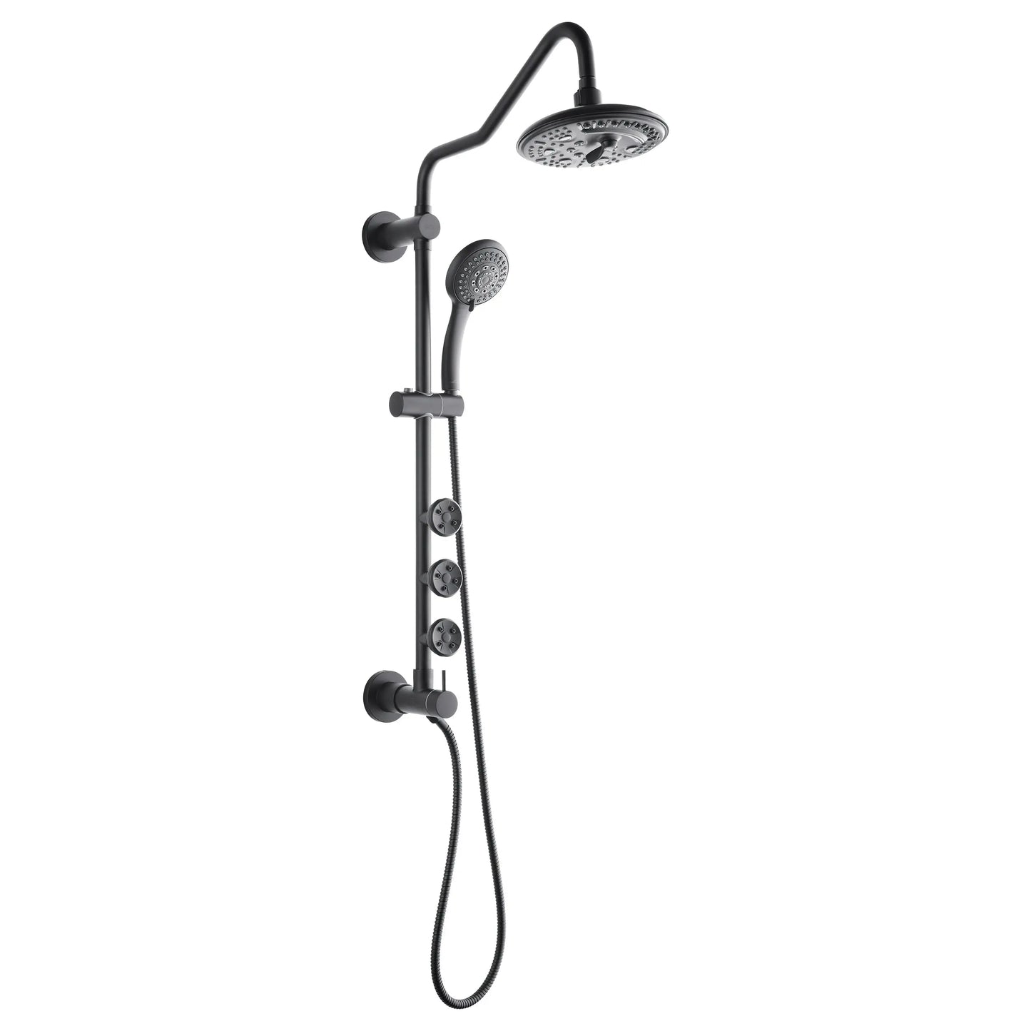 Forno Acqua AcquaSPA Retrofit Shower, Overhead Rainfall, 8 Inch Shower Head, Handheld Shower Head, Body Jets, 6 Way Diverter, Matte Black Finish, FORNO ACQUA