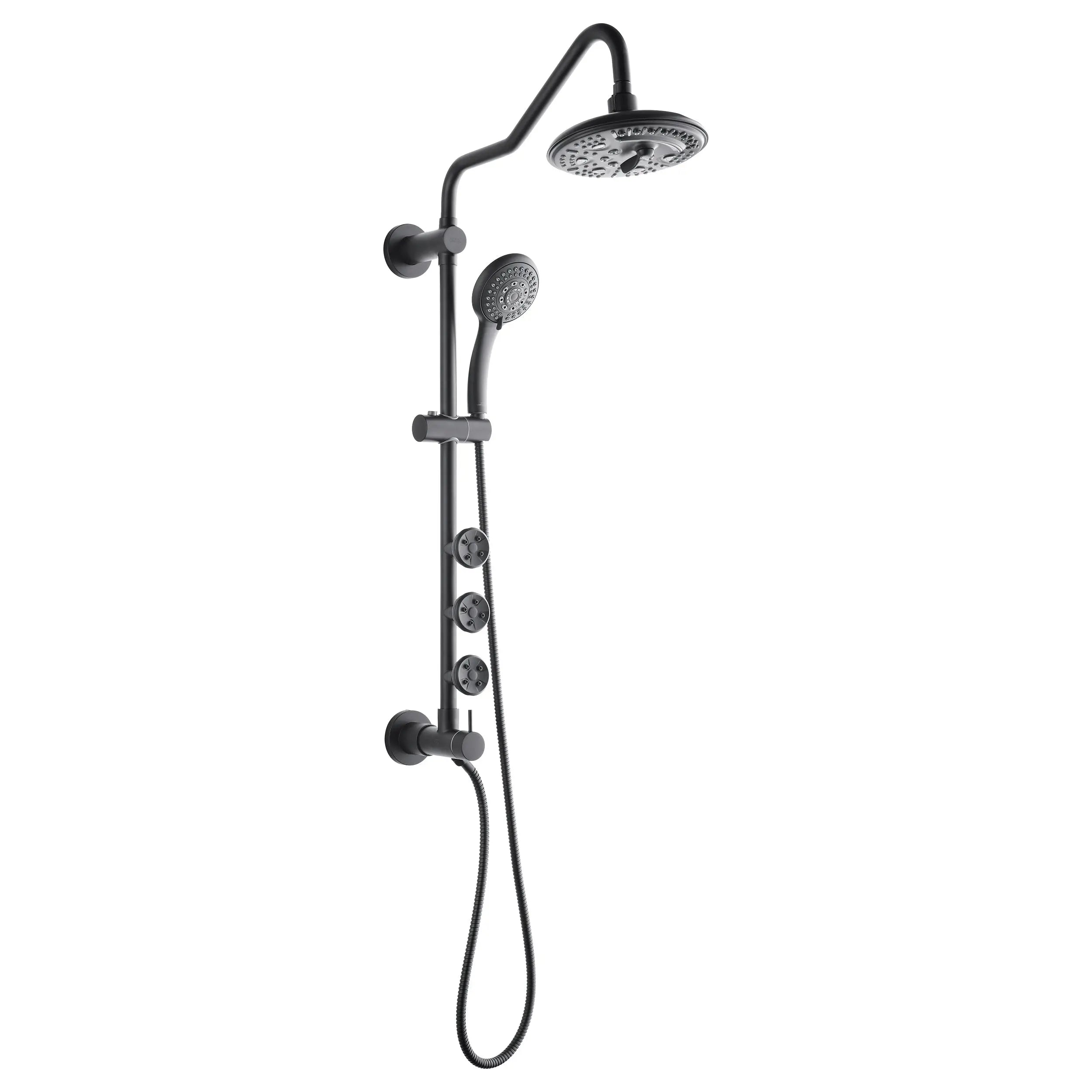 Forno Acqua AcquaSPA Retrofit Shower, Overhead Rainfall, 8 Inch Shower Head, Handheld Shower Head, Body Jets, 6 Way Diverter, Matte Black Finish, FORNO ACQUA