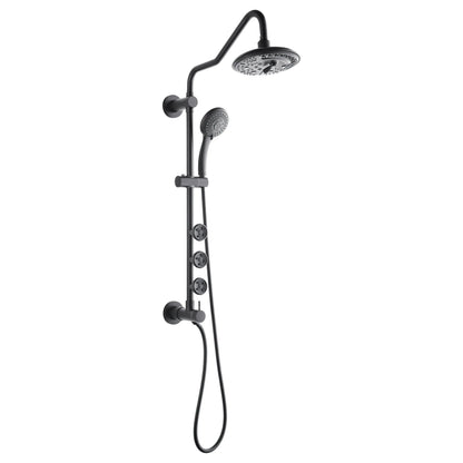 Forno Acqua AcquaSPA Retrofit Shower, Overhead Rainfall, 8 Inch Shower Head, Handheld Shower Head, Body Jets, 6 Way Diverter, Matte Black Finish, FORNO ACQUA
