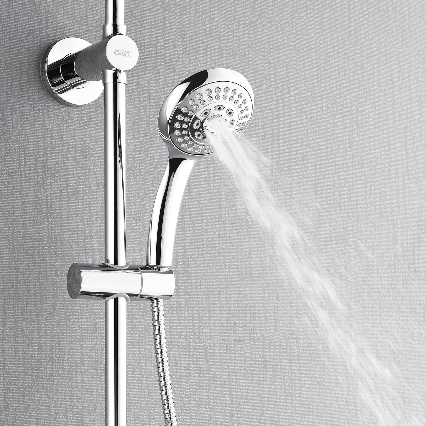 Forno Acqua AcquaSPA Retrofit Shower, Overhead Rainfall, 8 Inch Shower Head, Handheld Shower Head, Body Jets, 6 Way Diverter, Polished Stainless Steel FORNO ACQUA