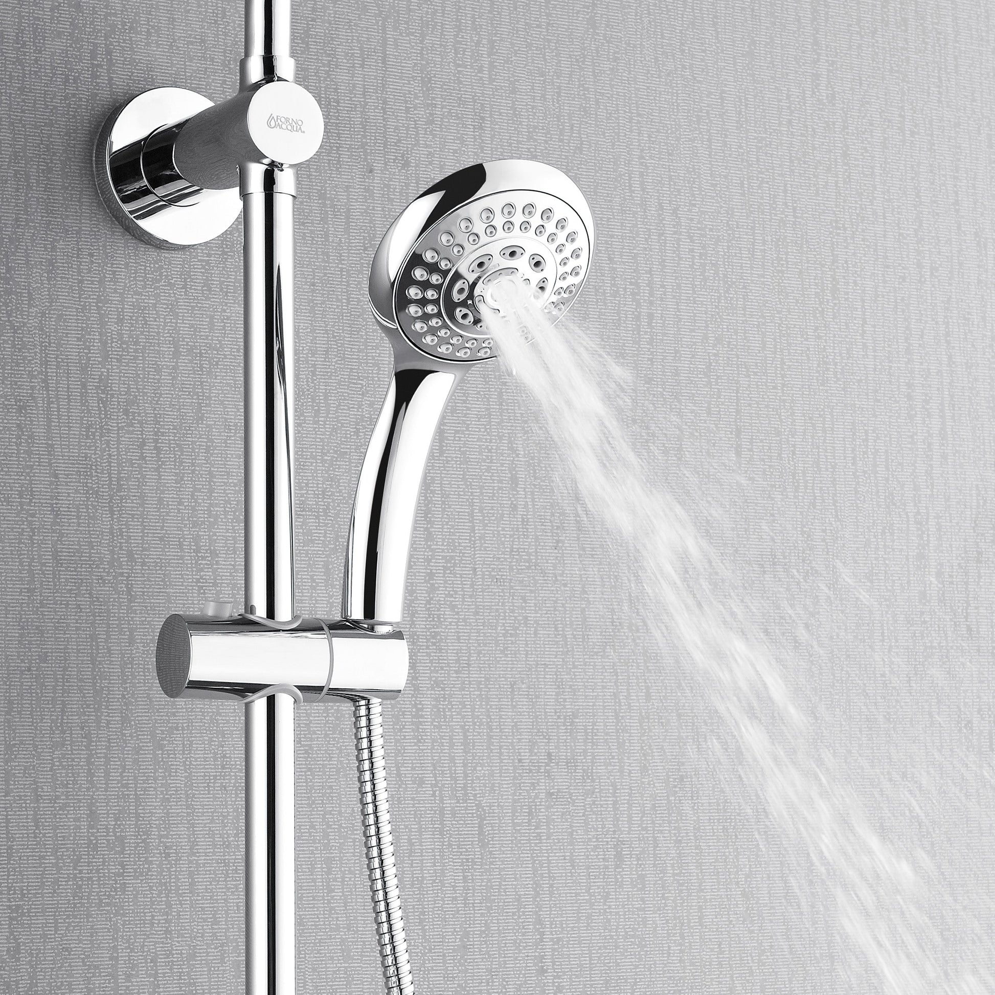 Forno Acqua AcquaSPA Retrofit Shower, Overhead Rainfall, 8 Inch Shower Head, Handheld Shower Head, Body Jets, 6 Way Diverter, Polished Stainless Steel FORNO ACQUA