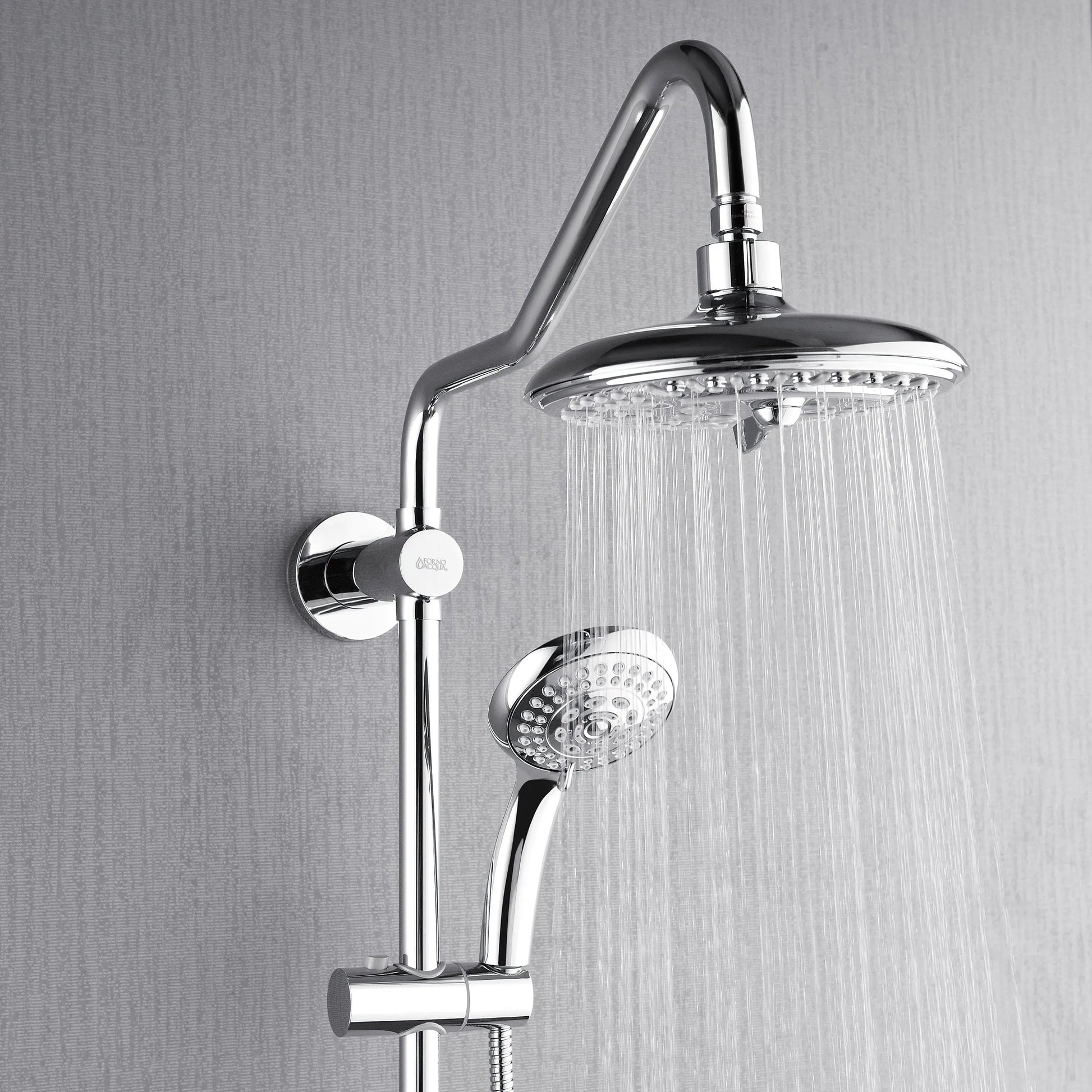 Forno Acqua AcquaSPA Retrofit Shower, Overhead Rainfall, 8 Inch Shower Head, Handheld Shower Head, Body Jets, 6 Way Diverter, Polished Stainless Steel FORNO ACQUA