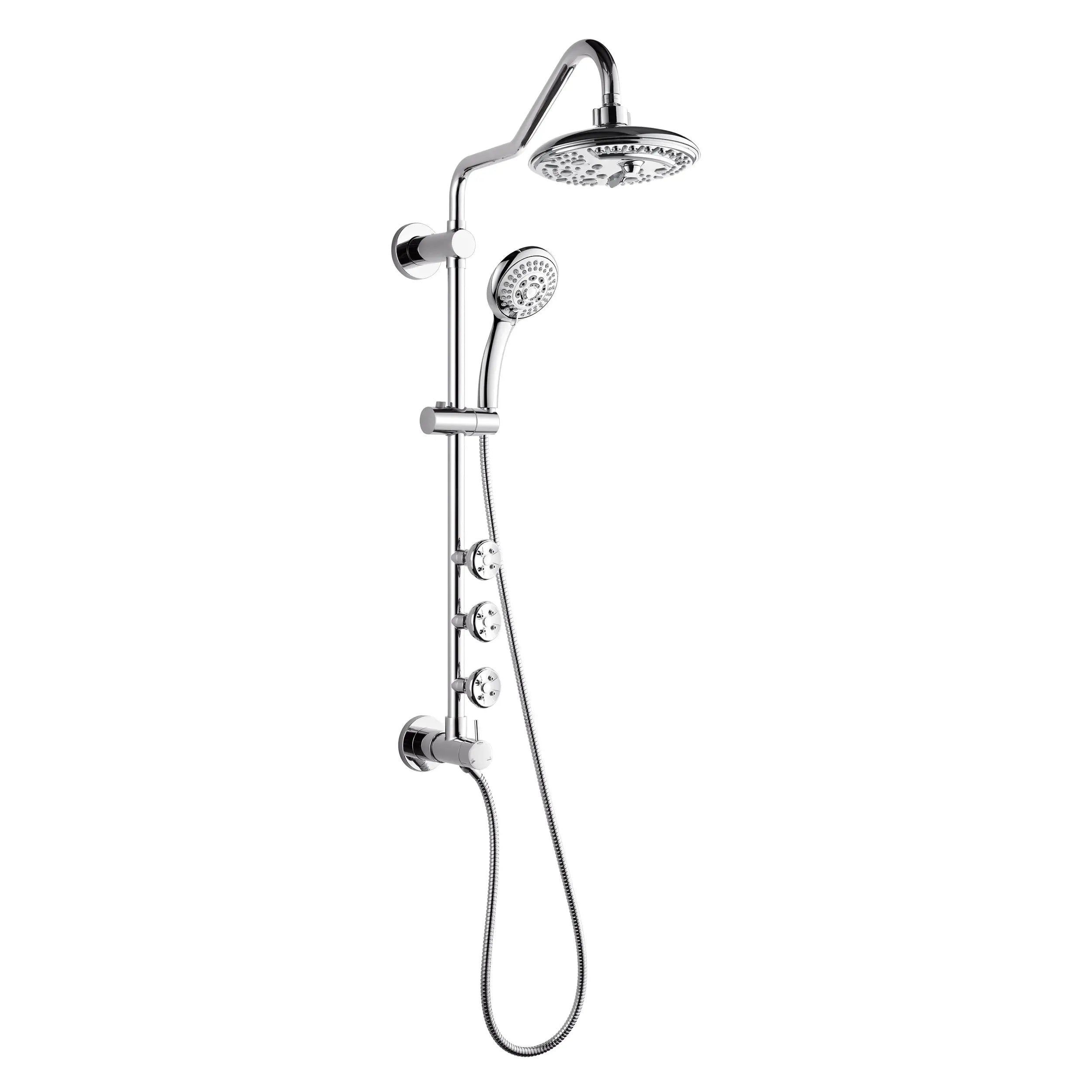Forno Acqua AcquaSPA Retrofit Shower, Overhead Rainfall, 8 Inch Shower Head, Handheld Shower Head, Body Jets, 6 Way Diverter, Polished Stainless Steel FORNO ACQUA
