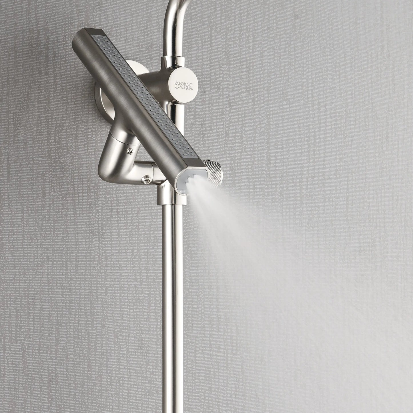 Forno Acqua AcquaFALL Shower, Brushed Nickel Finish, Overhead Rainfall Shower, Handheld Shower Head, Body Jets, 2.5 GPM Flow Rate FORNO ACQUA