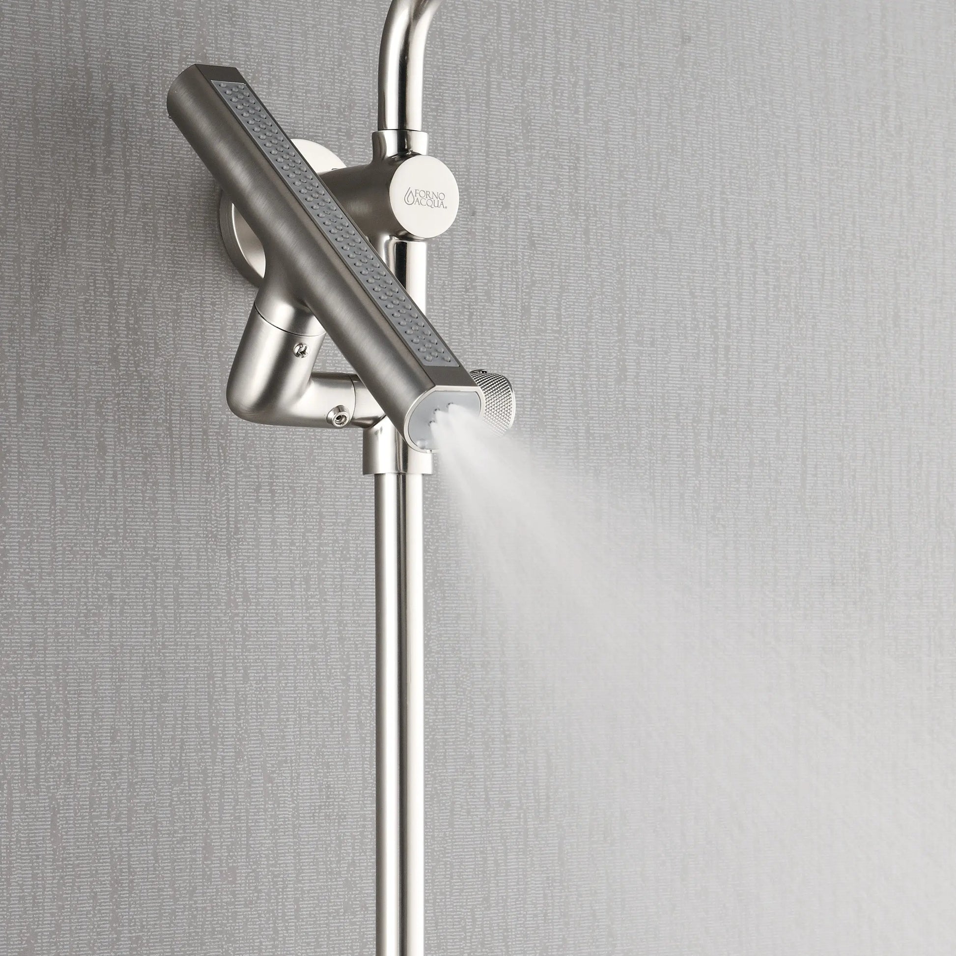 Forno Acqua AcquaFALL Shower, Brushed Nickel Finish, Overhead Rainfall Shower, Handheld Shower Head, Body Jets, 2.5 GPM Flow Rate FORNO ACQUA