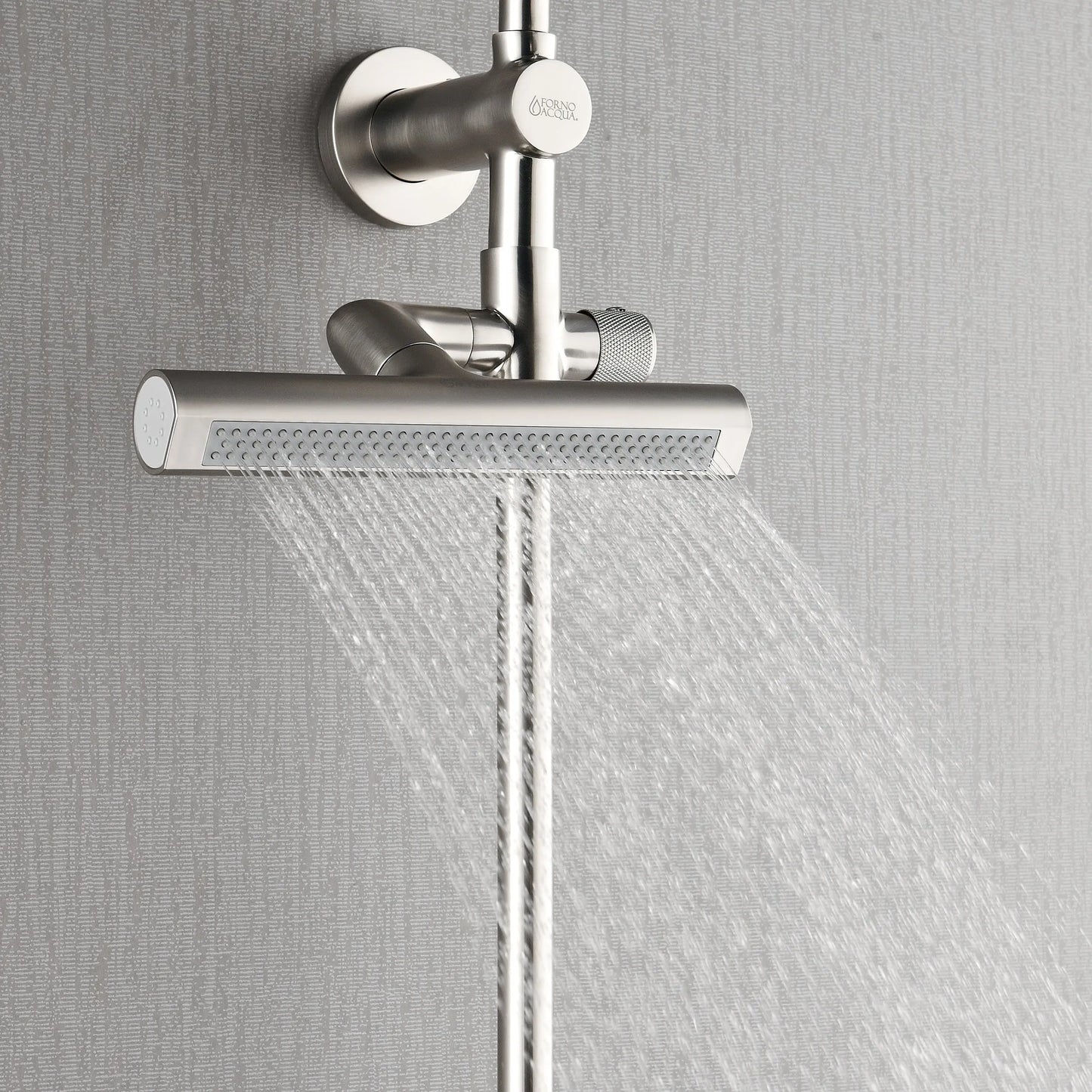 Forno Acqua AcquaFALL Shower, Brushed Nickel Finish, Overhead Rainfall Shower, Handheld Shower Head, Body Jets, 2.5 GPM Flow Rate FORNO ACQUA