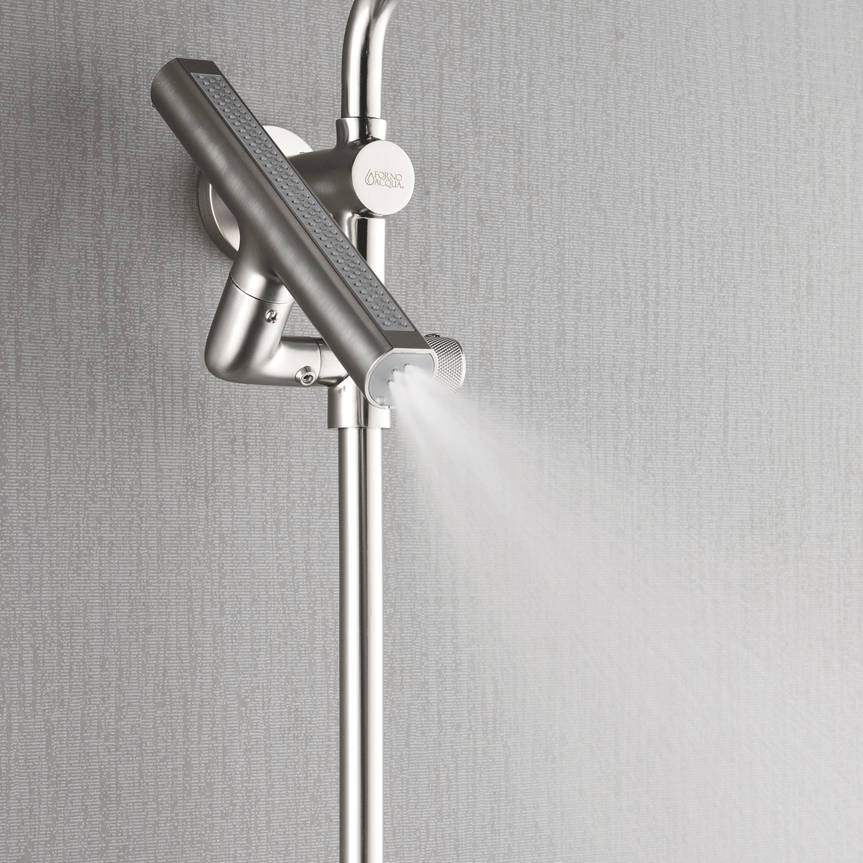 Forno Acqua AcquaFALL Shower, Brushed Nickel Finish, Overhead Rainfall Shower, Handheld Shower Head, Body Jets, 2.5 GPM Flow Rate FORNO