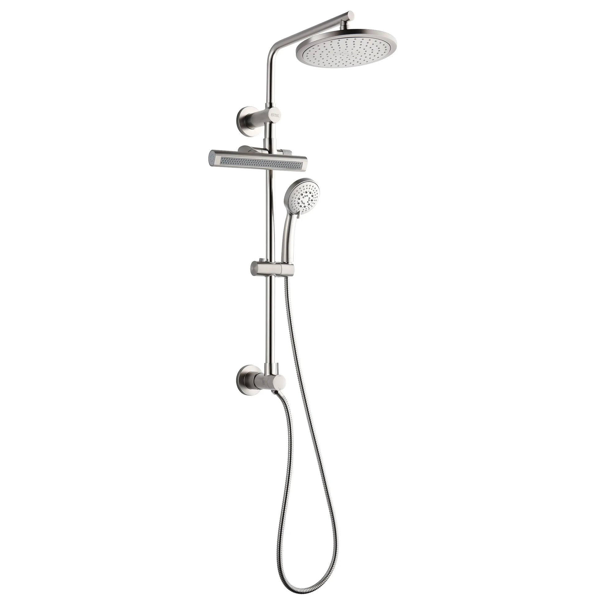 Forno Acqua AcquaFALL Shower, Brushed Nickel Finish, Overhead Rainfall Shower, Handheld Shower Head, Body Jets, 2.5 GPM Flow Rate FORNO ACQUA