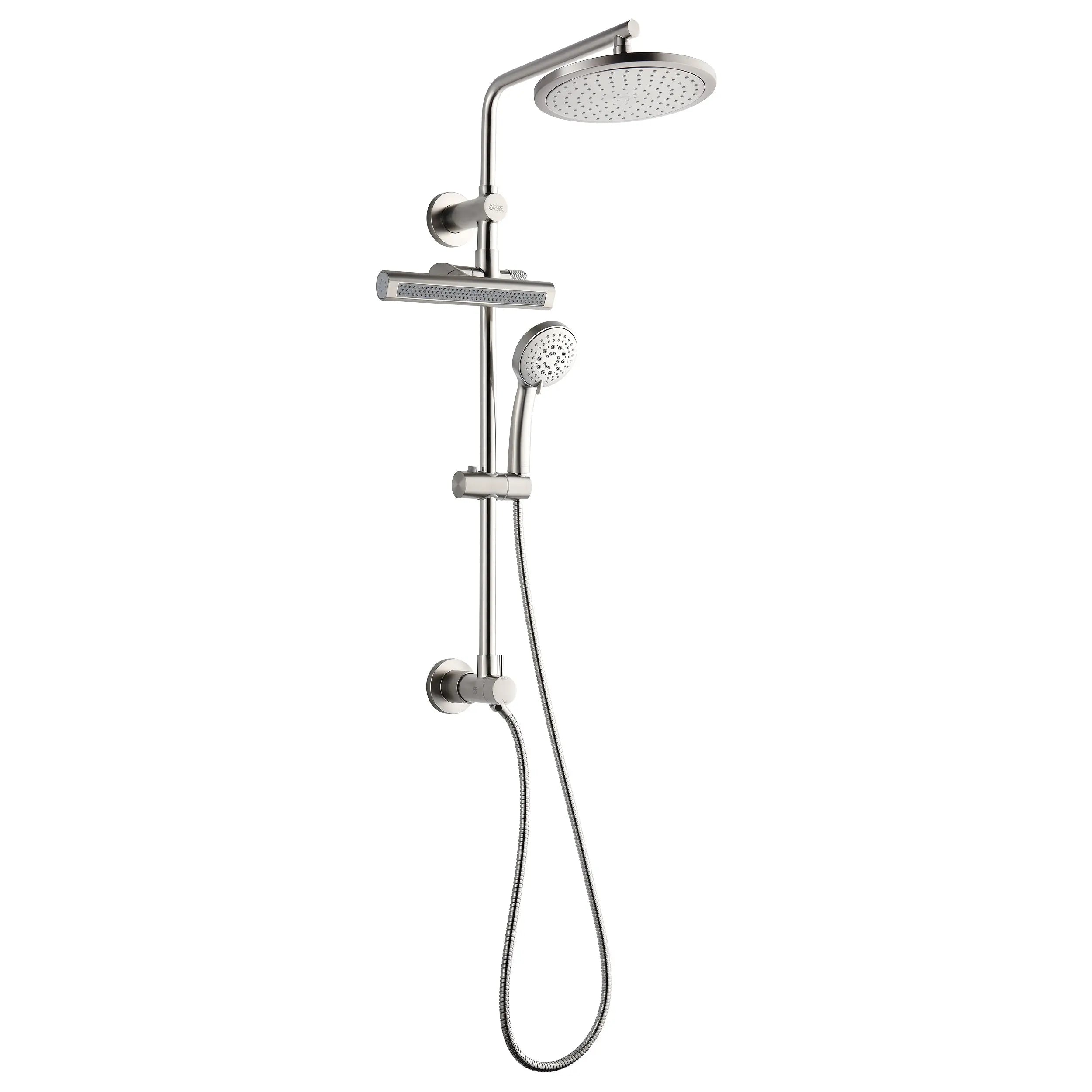 Forno Acqua AcquaFALL Shower, Brushed Nickel Finish, Overhead Rainfall Shower, Handheld Shower Head, Body Jets, 2.5 GPM Flow Rate FORNO ACQUA