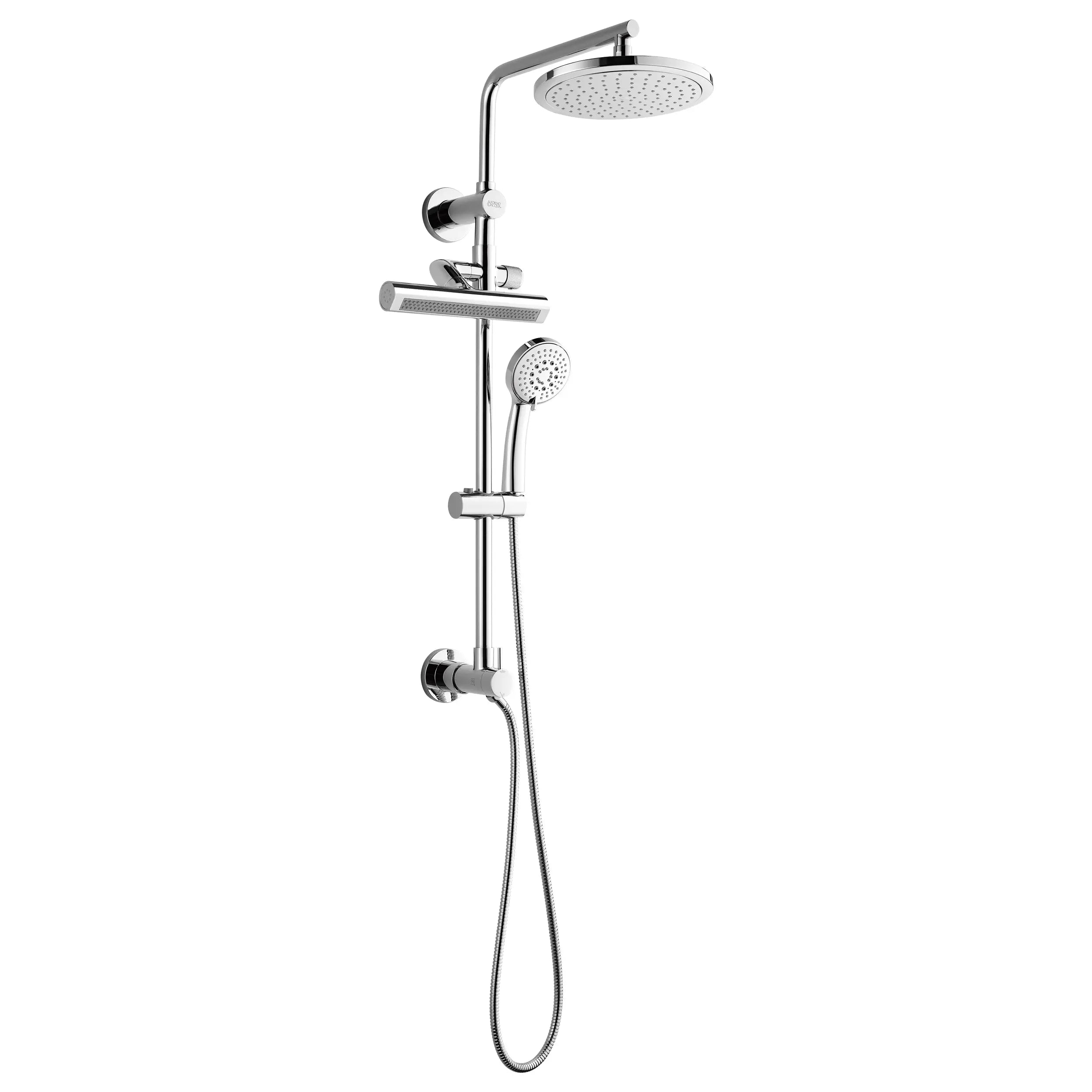 Forno Acqua AcquaFALL Shower, Polished Stainless Steel Finish, Overhead Rainfall Shower, Handheld Shower Head, Body Jets, 2.5 GPM Flow Rate FORNO ACQUA