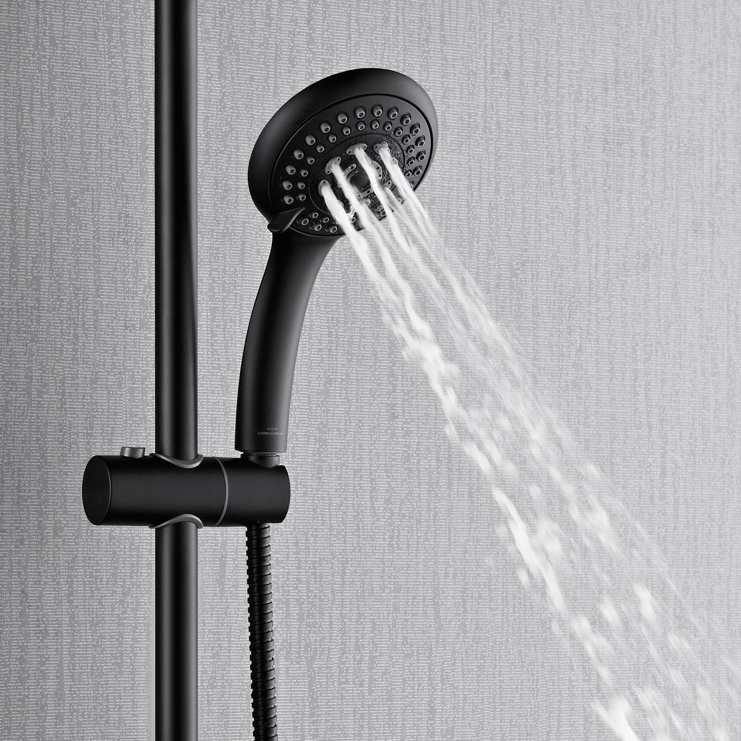 Forno Acqua AcquaFALL Shower, Matte Black Finish, Overhead Rainfall Shower, 7 Way Diverter, Handheld Shower Head, Body Jets, 1.8 GPM Flow Rate FORNO ACQUA
