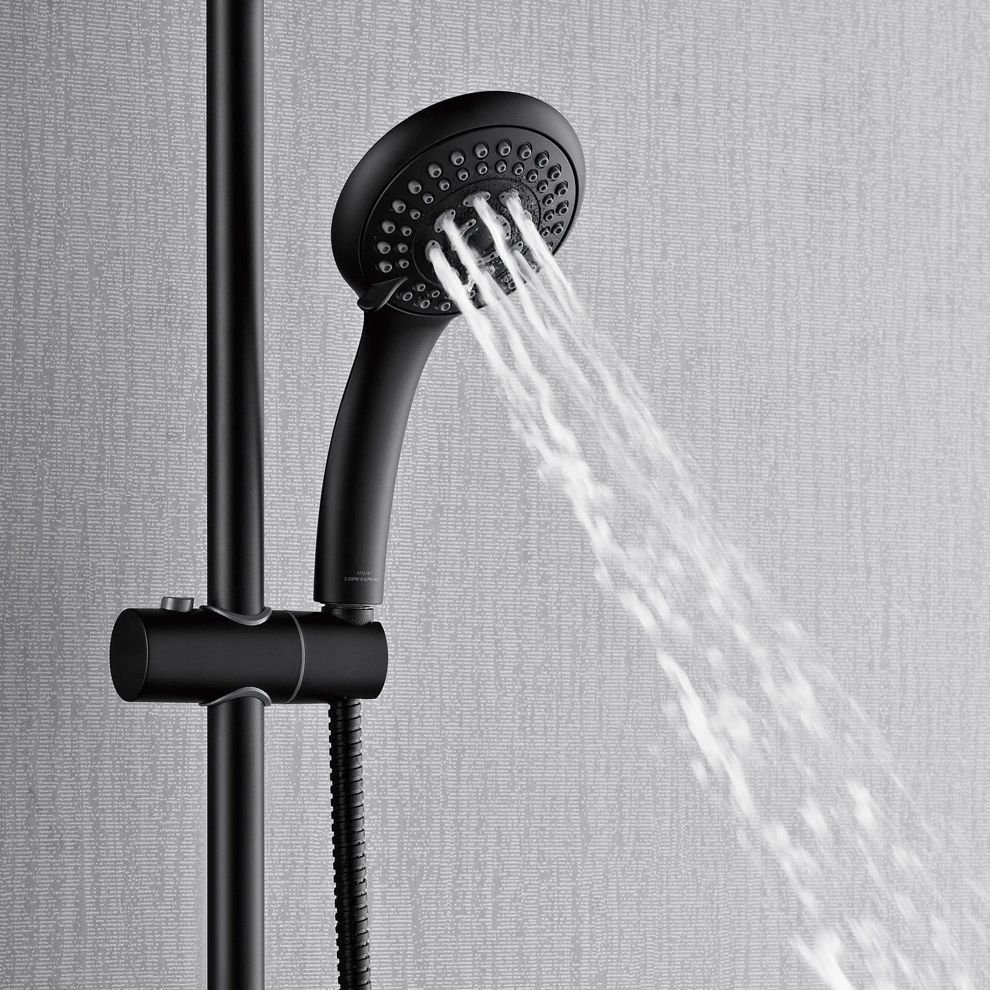 Forno Acqua AcquaFALL Shower, Matte Black Finish, Overhead Rainfall Shower, 7 Way Diverter, Handheld Shower Head, Body Jets, 1.8 GPM Flow Rate FORNO ACQUA
