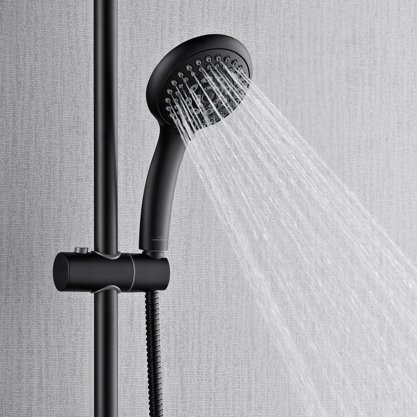 Forno Acqua AcquaFALL Shower, Matte Black Finish, Overhead Rainfall Shower, 7 Way Diverter, Handheld Shower Head, Body Jets, 1.8 GPM Flow Rate FORNO ACQUA