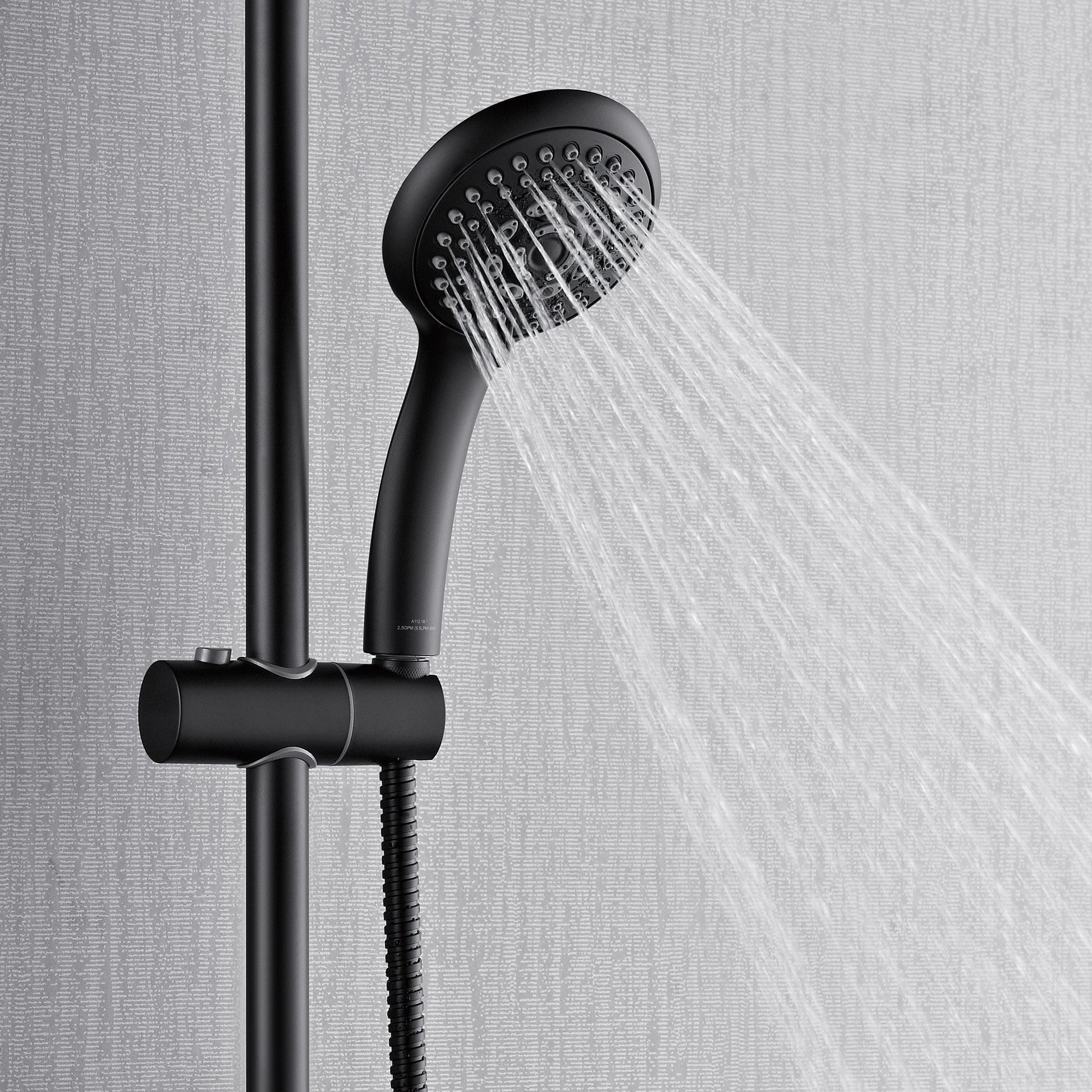 Forno Acqua AcquaFALL Shower, Matte Black Finish, Overhead Rainfall Shower, 7 Way Diverter, Handheld Shower Head, Body Jets, 1.8 GPM Flow Rate FORNO ACQUA