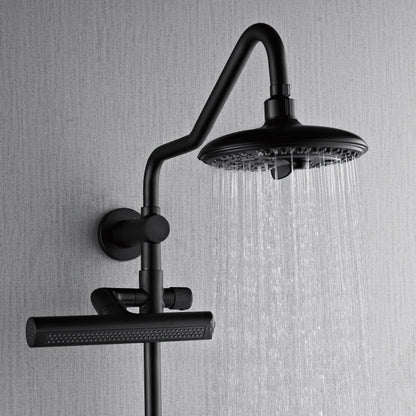 Forno Acqua AcquaFALL Shower, Matte Black Finish, Overhead Rainfall Shower, 7 Way Diverter, Handheld Shower Head, Body Jets, 1.8 GPM Flow Rate FORNO ACQUA