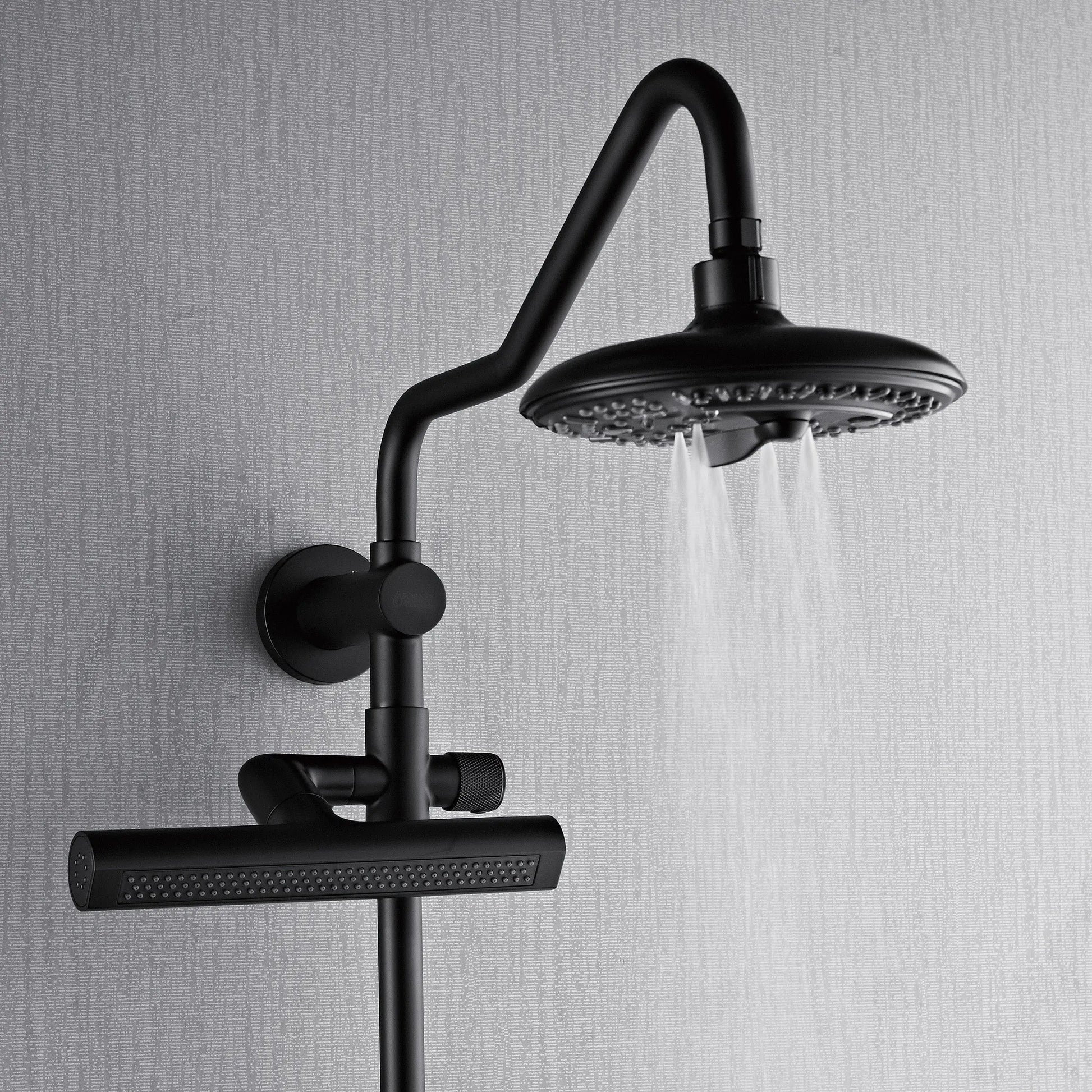 Forno Acqua AcquaFALL Shower, Matte Black Finish, Overhead Rainfall Shower, 7 Way Diverter, Handheld Shower Head, Body Jets, 1.8 GPM Flow Rate FORNO ACQUA