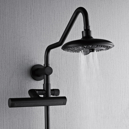 Forno Acqua AcquaFALL Shower, Matte Black Finish, Overhead Rainfall Shower, 7 Way Diverter, Handheld Shower Head, Body Jets, 1.8 GPM Flow Rate FORNO ACQUA