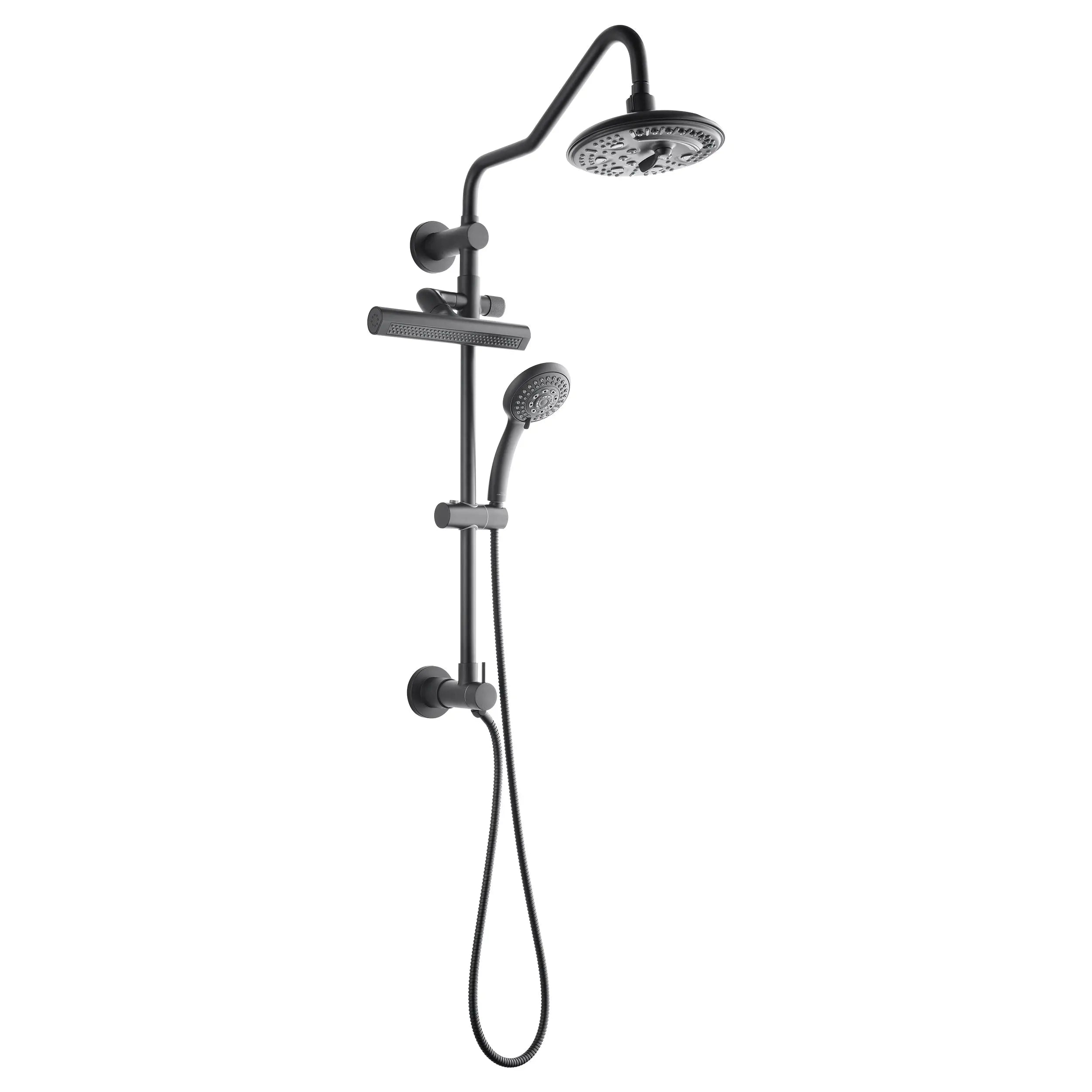 Forno Acqua AcquaFALL Shower, Matte Black Finish, Overhead Rainfall Shower, 7 Way Diverter, Handheld Shower Head, Body Jets, 1.8 GPM Flow Rate FORNO ACQUA