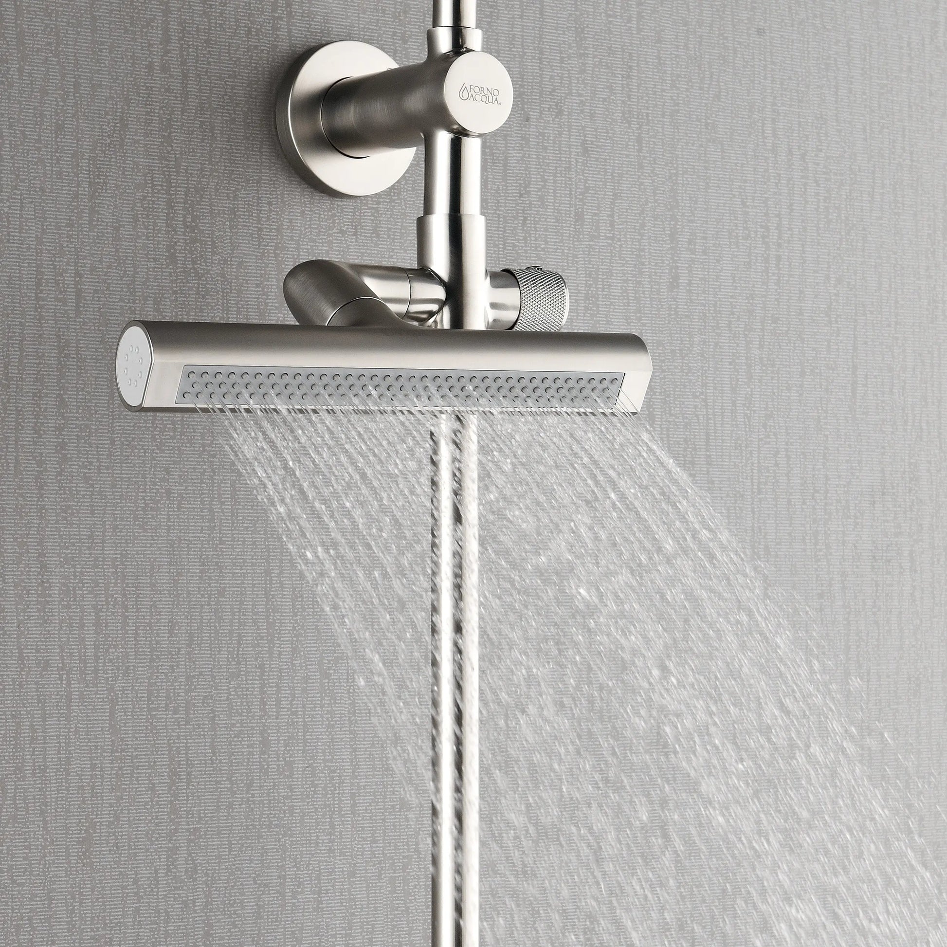 Forno Acqua AcquaFALL Shower, Brushed Nickel Finish, Overhead Rainfall Shower, 7 Way Diverter, Handheld Shower Head, Body Jets, 1.8 GPM Flow Rate FORNO ACQUA