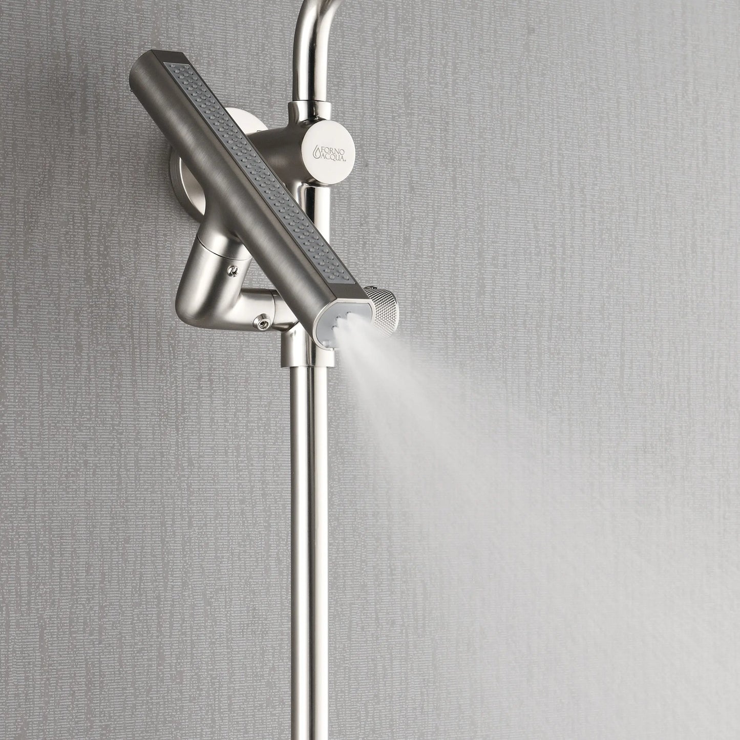 Forno Acqua AcquaFALL Shower, Brushed Nickel Finish, Overhead Rainfall Shower, 7 Way Diverter, Handheld Shower Head, Body Jets, 1.8 GPM Flow Rate FORNO ACQUA