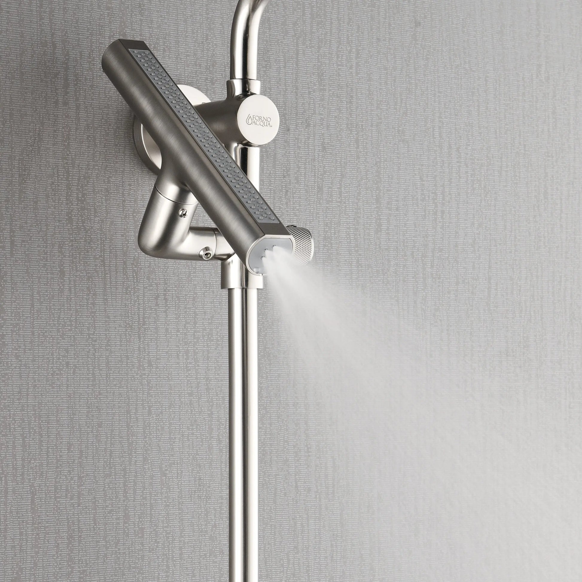 Forno Acqua AcquaFALL Shower, Brushed Nickel Finish, Overhead Rainfall Shower, 7 Way Diverter, Handheld Shower Head, Body Jets, 1.8 GPM Flow Rate FORNO ACQUA