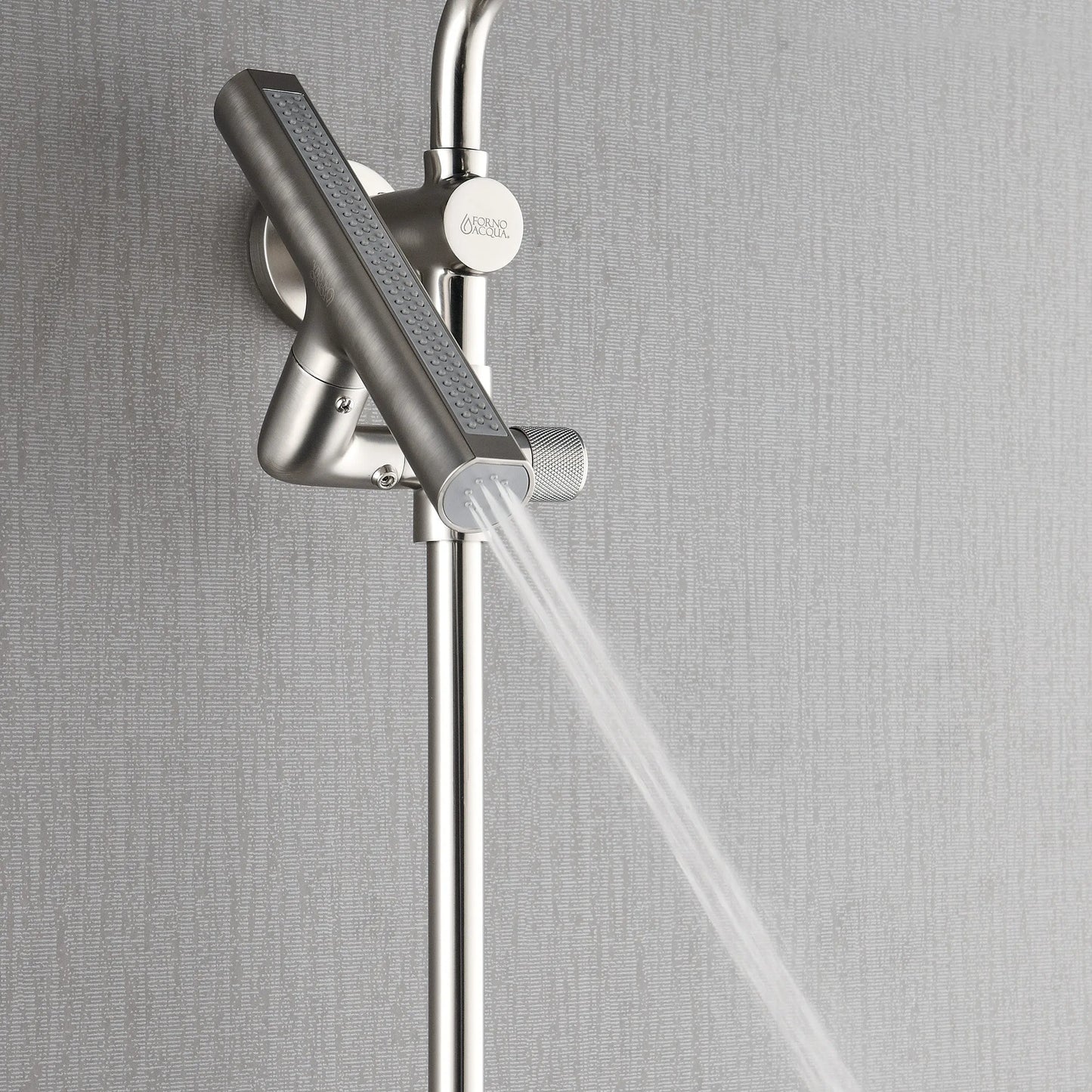 Forno Acqua AcquaFALL Shower, Brushed Nickel Finish, Overhead Rainfall Shower, 7 Way Diverter, Handheld Shower Head, Body Jets, 1.8 GPM Flow Rate FORNO ACQUA