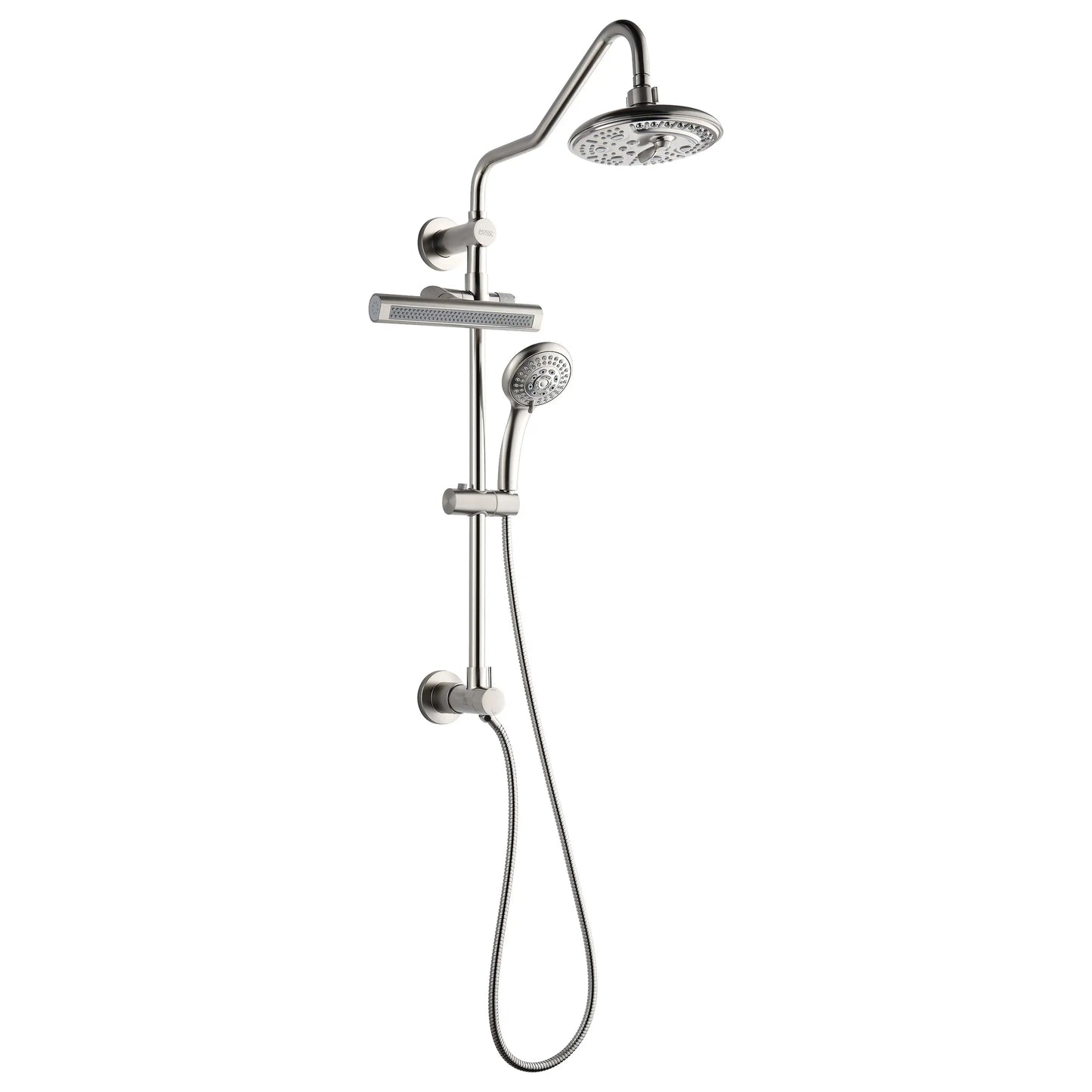 Forno Acqua AcquaFALL Shower, Brushed Nickel Finish, Overhead Rainfall Shower, 7 Way Diverter, Handheld Shower Head, Body Jets, 1.8 GPM Flow Rate FORNO ACQUA