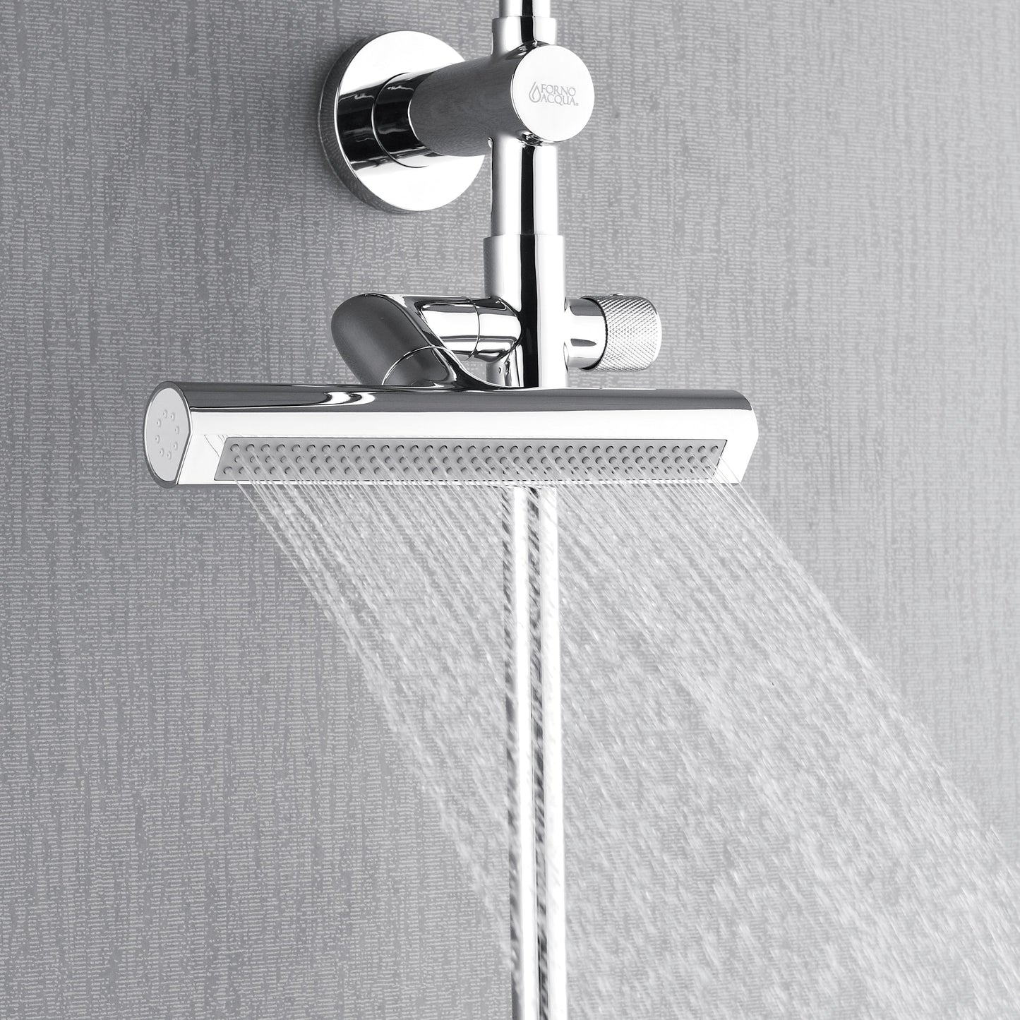 Forno Acqua AcquaFALL Shower, Polished Stainless Steel Finish, Overhead Rainfall Shower, 7 Way Diverter, Handheld Shower Head, Body Jets, FORNO ACQUA