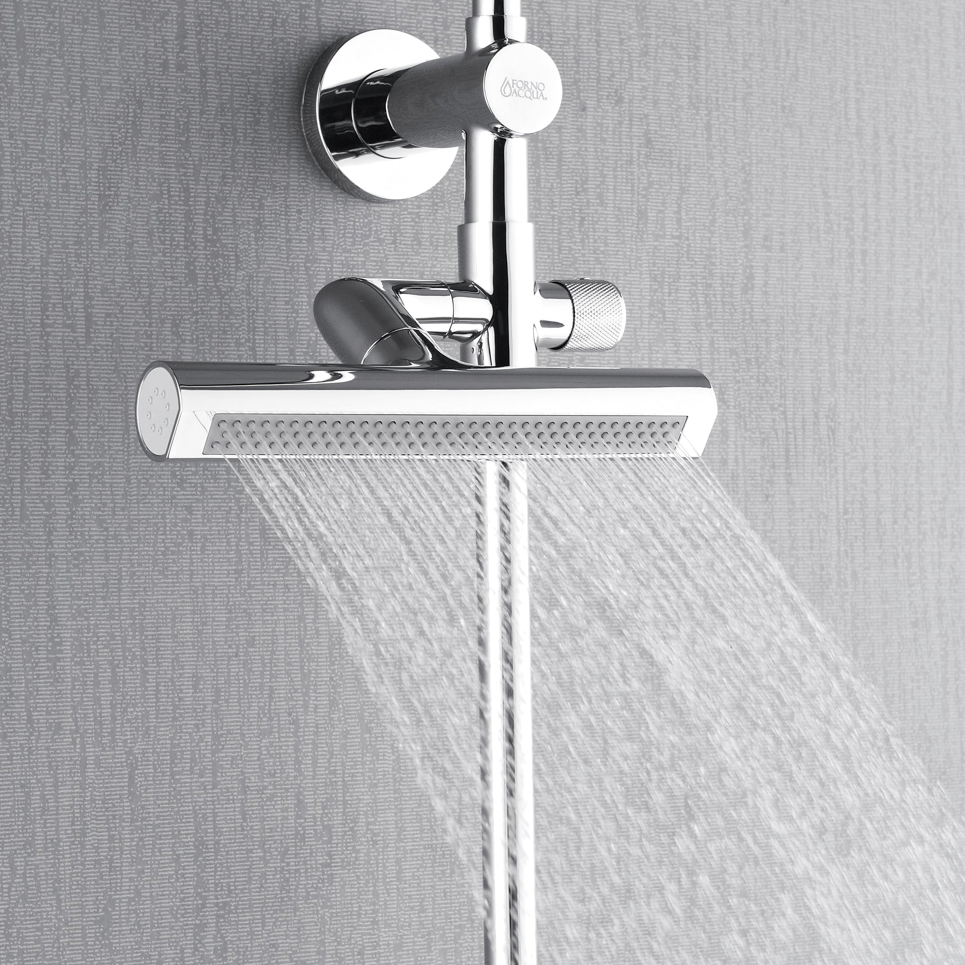 Forno Acqua AcquaFALL Shower, Polished Stainless Steel Finish, Overhead Rainfall Shower, 7 Way Diverter, Handheld Shower Head, Body Jets, FORNO ACQUA