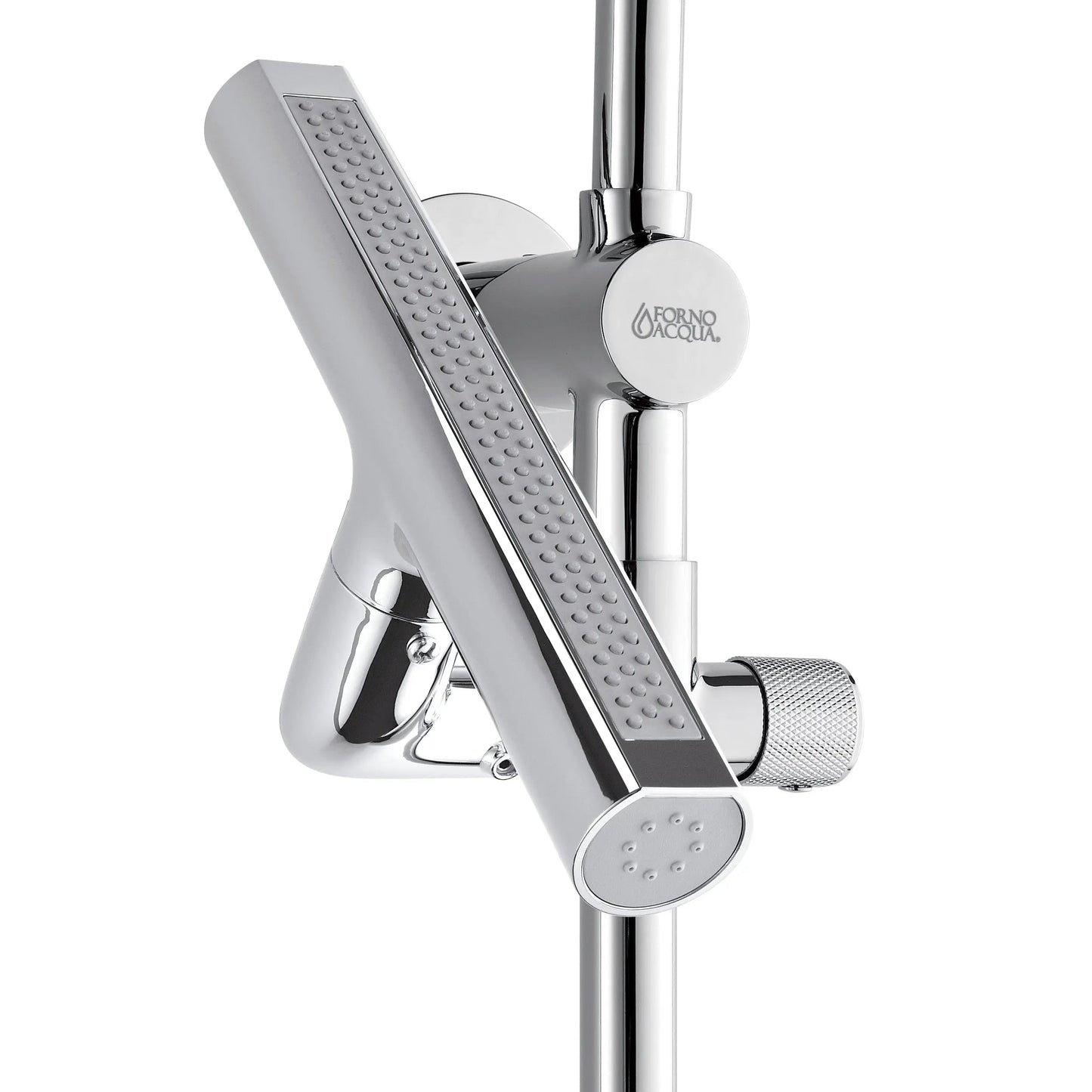Forno Acqua AcquaFALL Shower, Polished Stainless Steel Finish, Overhead Rainfall Shower, 7 Way Diverter, Handheld Shower Head, Body Jets, FORNO ACQUA