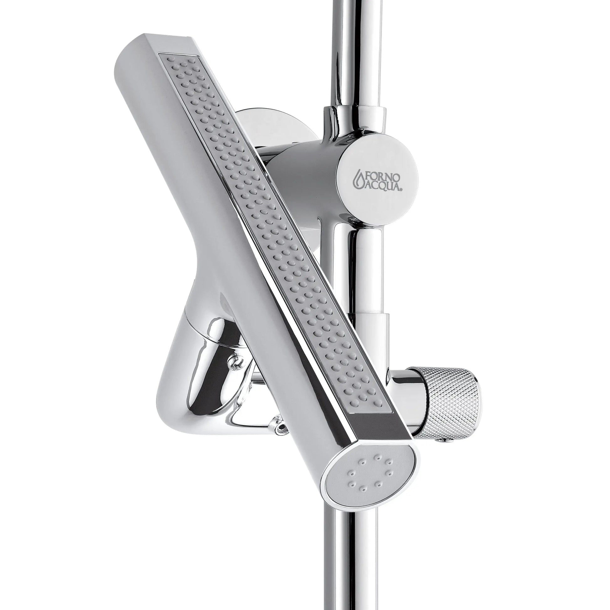 Forno Acqua AcquaFALL Shower, Polished Stainless Steel Finish, Overhead Rainfall Shower, 7 Way Diverter, Handheld Shower Head, Body Jets, FORNO ACQUA