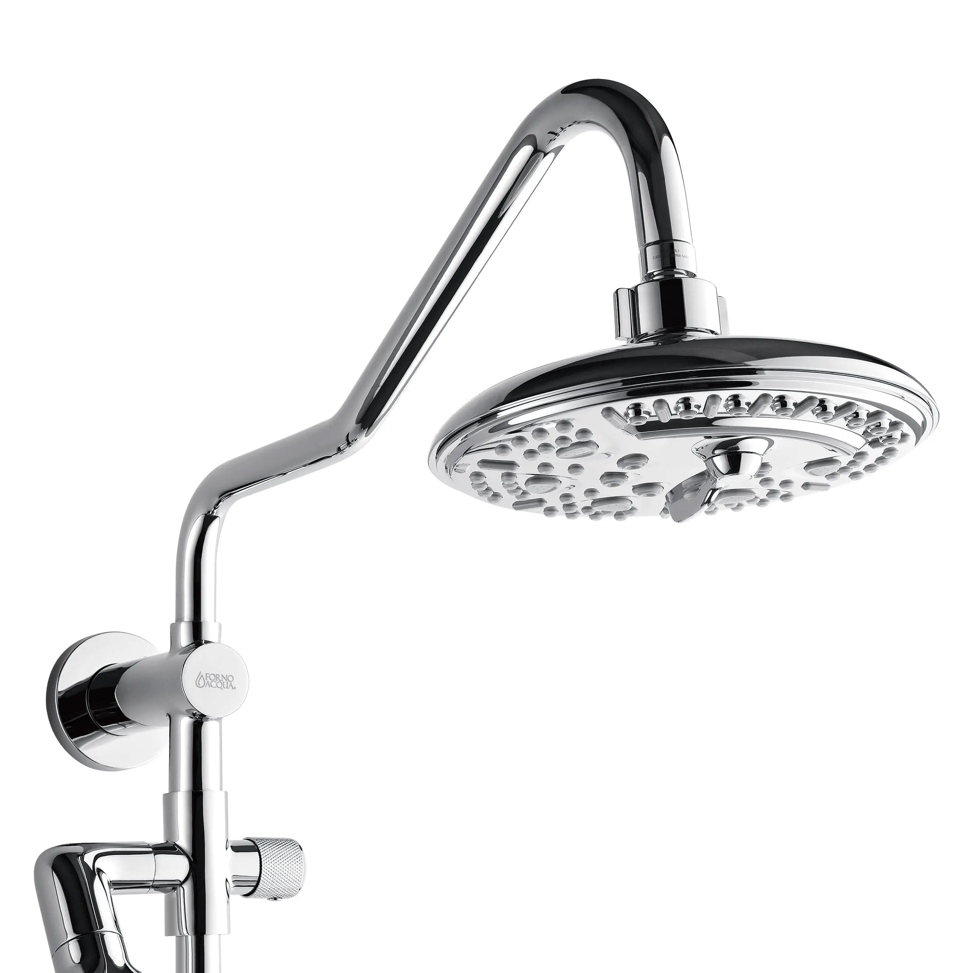 Forno Acqua AcquaFALL Shower, Polished Stainless Steel Finish, Overhead Rainfall Shower, 7 Way Diverter, Handheld Shower Head, Body Jets, FORNO ACQUA