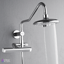Forno Acqua AcquaFALL Shower, Polished Stainless Steel Finish, Overhead Rainfall Shower, 7 Way Diverter, Handheld Shower Head, Body Jets, 1.8 GPM Flow Rate FORNO
