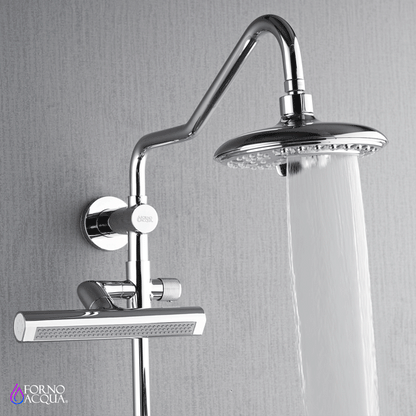 Forno Acqua AcquaFALL Shower, Polished Stainless Steel Finish, Overhead Rainfall Shower, 7 Way Diverter, Handheld Shower Head, Body Jets, 1.8 GPM Flow Rate FORNO