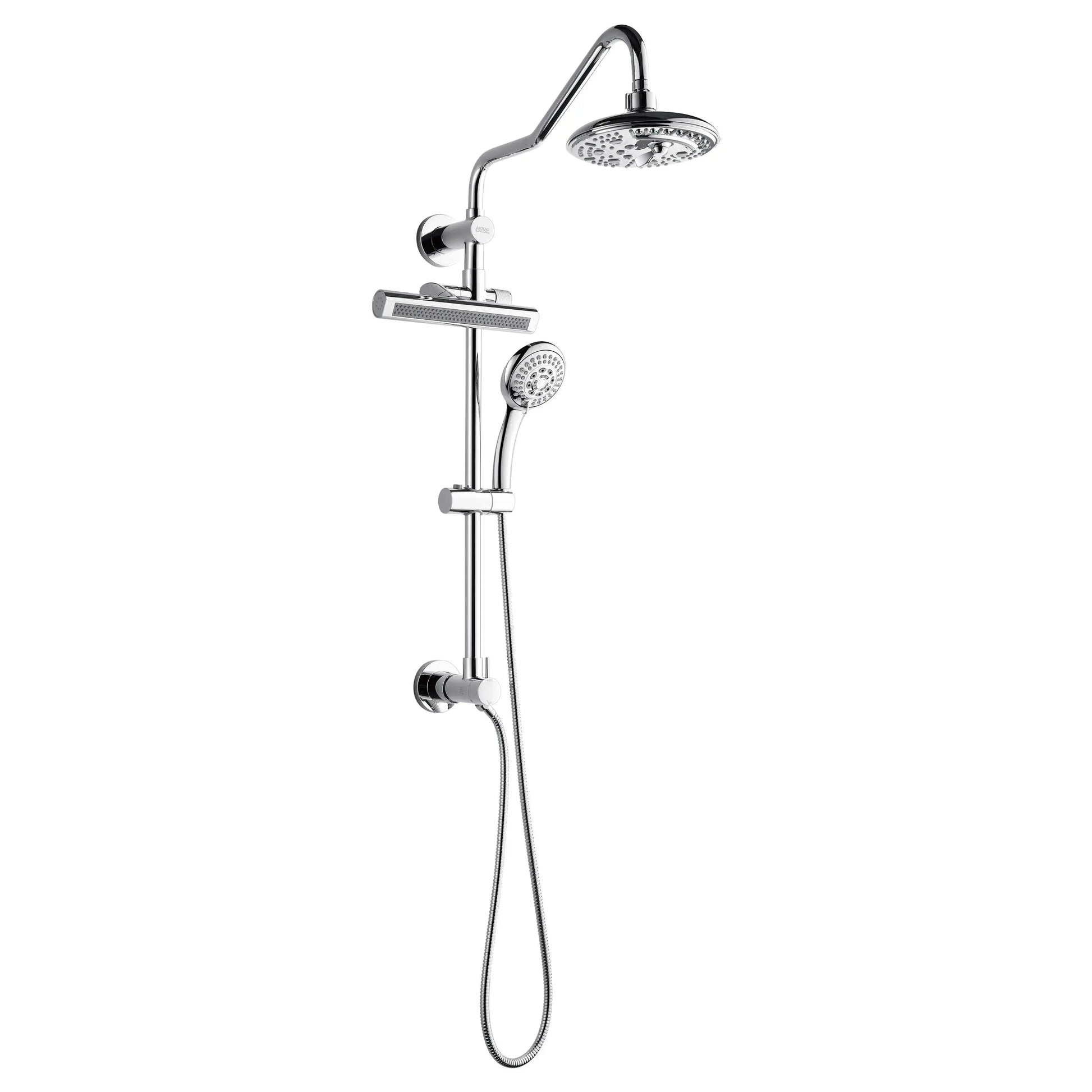 Forno Acqua AcquaFALL Shower, Polished Stainless Steel Finish, Overhead Rainfall Shower, 7 Way Diverter, Handheld Shower Head, Body Jets, FORNO ACQUA