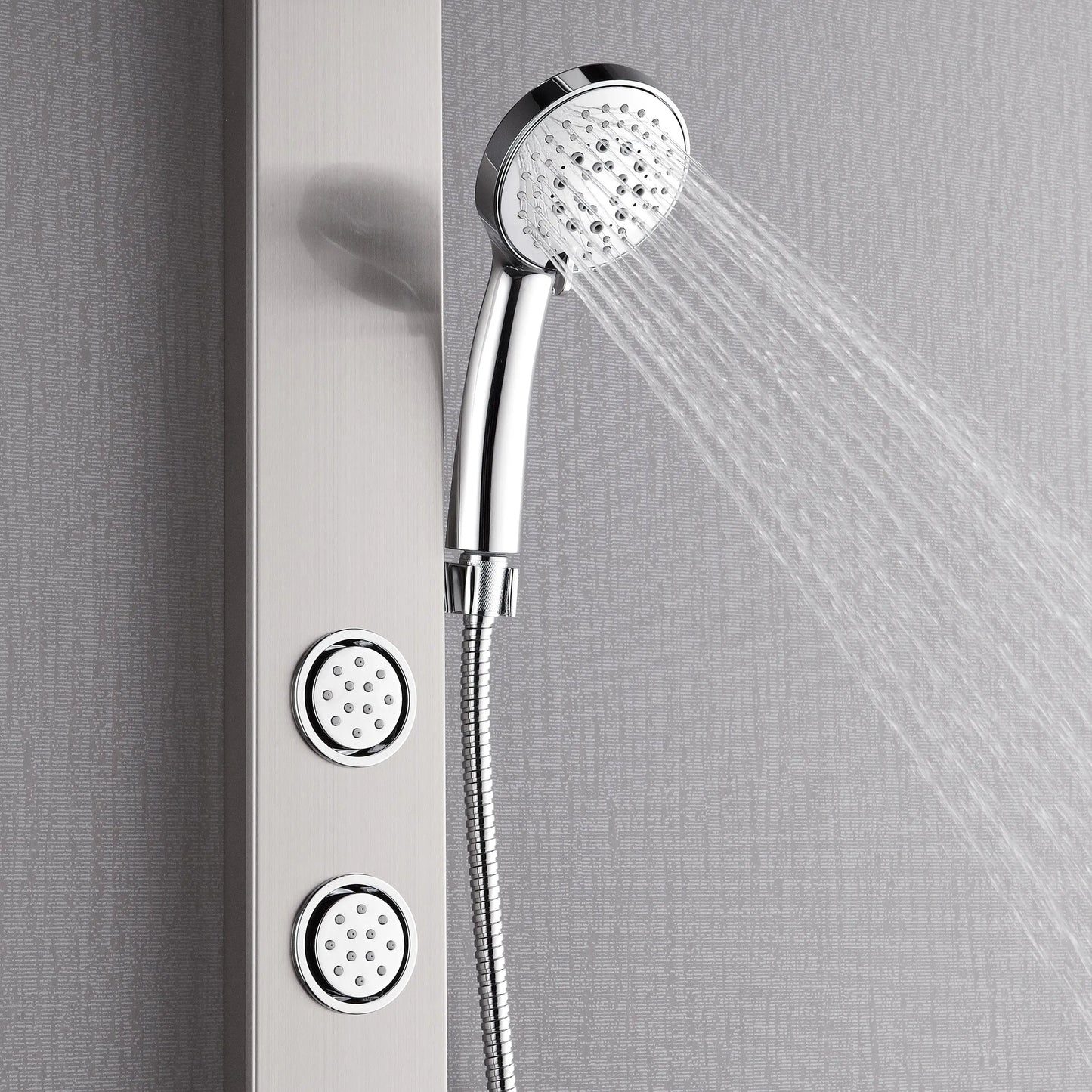 Forno Acqua AcquaSPA Shower Panel in Stainless Steel, Overhead Rainfall Shower, Handheld Shower Head, Body Jets, 1.8 GPM Flow Rate FORNO ACQUA