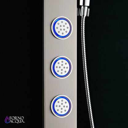 Forno Acqua AcquaSPA Shower Panel with SensoTemp, Stainless Steel, Overhead Rainfall Shower, Handheld Shower Head, Body Jets, 1.8 GPM Flow Rate FORNO ACQUA