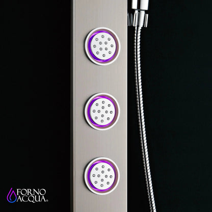 Forno Acqua AcquaSPA Shower Panel with SensoTemp, Stainless Steel, Overhead Rainfall Shower, Handheld Shower Head, Body Jets, 1.8 GPM Flow Rate FORNO ACQUA
