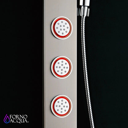 Forno Acqua AcquaSPA Shower Panel with SensoTemp, Stainless Steel, Overhead Rainfall Shower, Handheld Shower Head, Body Jets, 1.8 GPM Flow Rate FORNO ACQUA