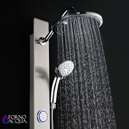 Forno Acqua AcquaSPA Shower Panel with SensoTemp, Stainless Steel, Overhead Rainfall Shower, Handheld Shower Head, Body Jets, 1.8 GPM Flow Rate FORNO ACQUA