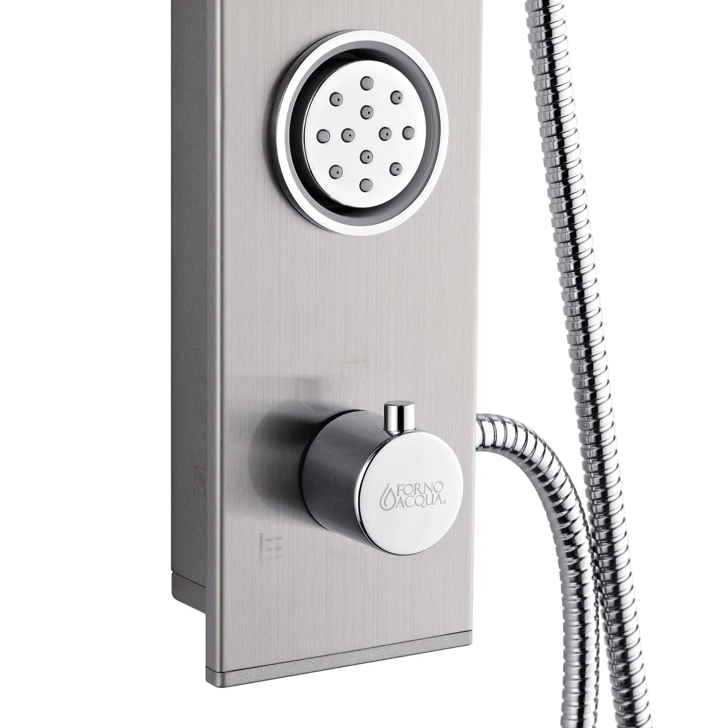 Forno Acqua AcquaSPA Shower Panel with SensoTemp, Stainless Steel, Overhead Rainfall Shower, Handheld Shower Head, Body Jets, 1.8 GPM Flow Rate FORNO ACQUA