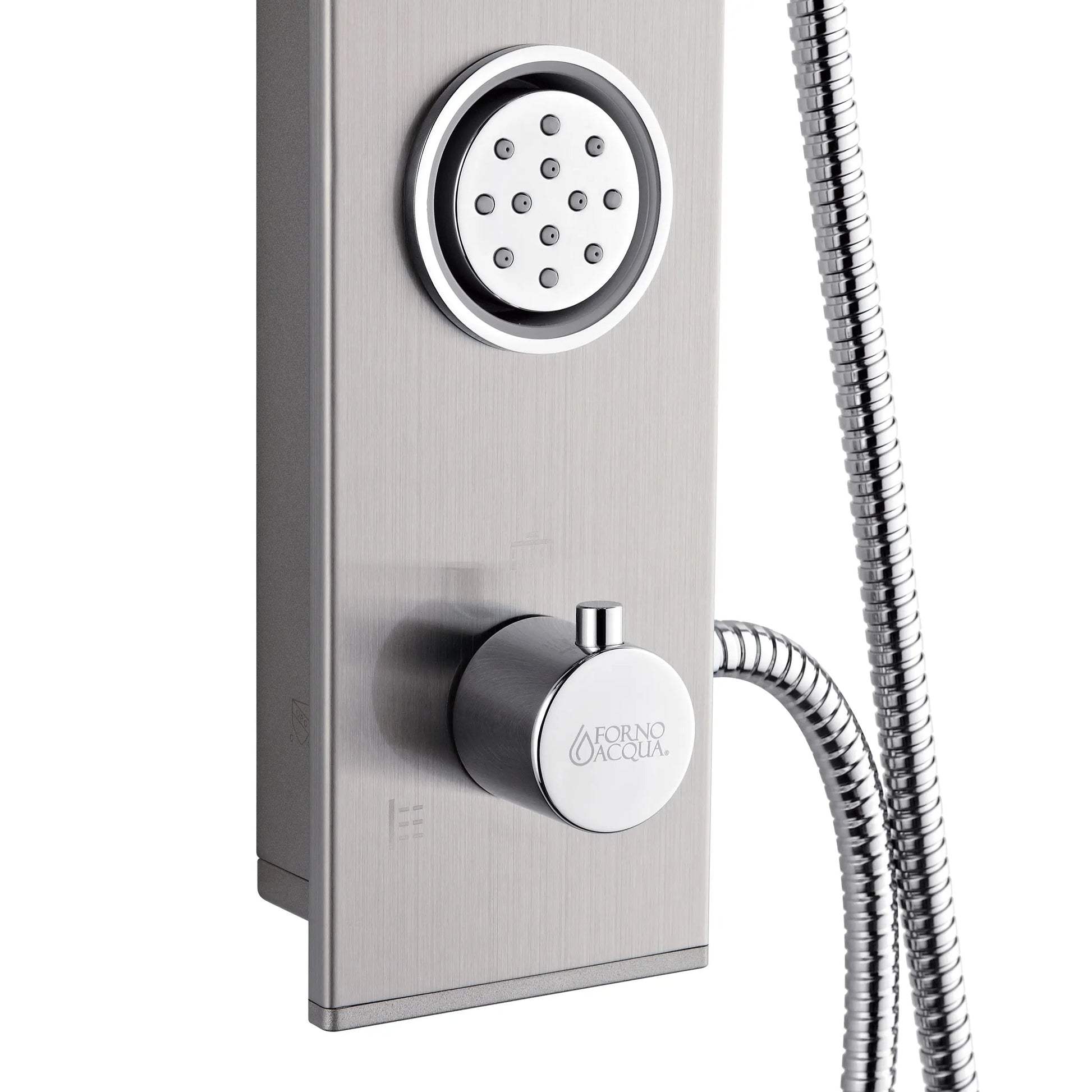Forno Acqua AcquaSPA Shower Panel with SensoTemp, Stainless Steel, Overhead Rainfall Shower, Handheld Shower Head, Body Jets, 1.8 GPM Flow Rate FORNO ACQUA