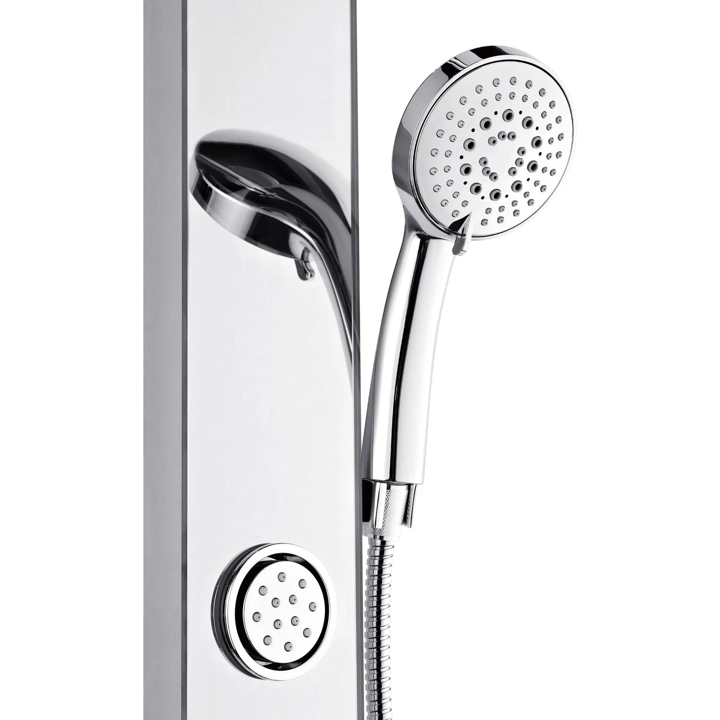Forno Acqua AcquaSPA Shower Panel with SensoTEMP, Mirrored Stainless Steel Finish, Overhead Rainfall Shower, Handheld Shower Head, Body Jets, FORNO ACQUA