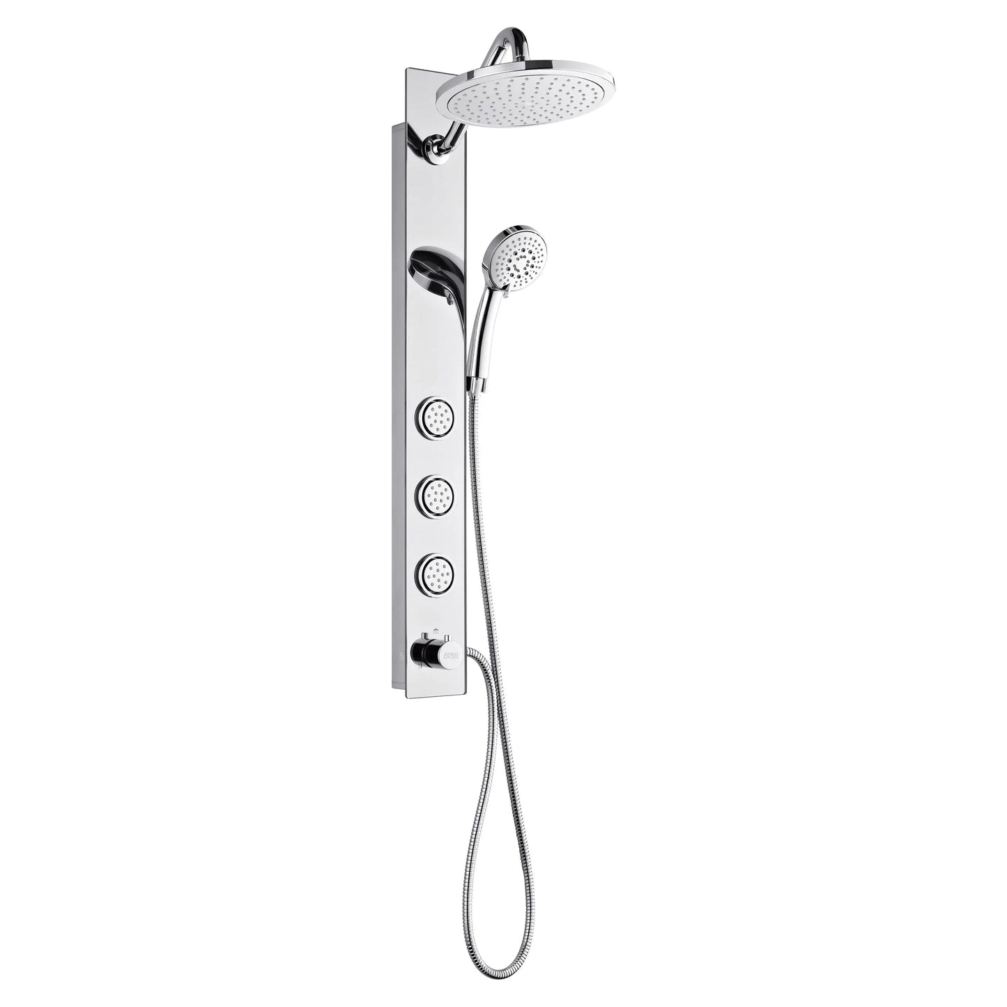 Forno Acqua AcquaSPA Shower Panel with SensoTEMP, Mirrored Stainless Steel Finish, Overhead Rainfall Shower, Handheld Shower Head, Body Jets, FORNO ACQUA